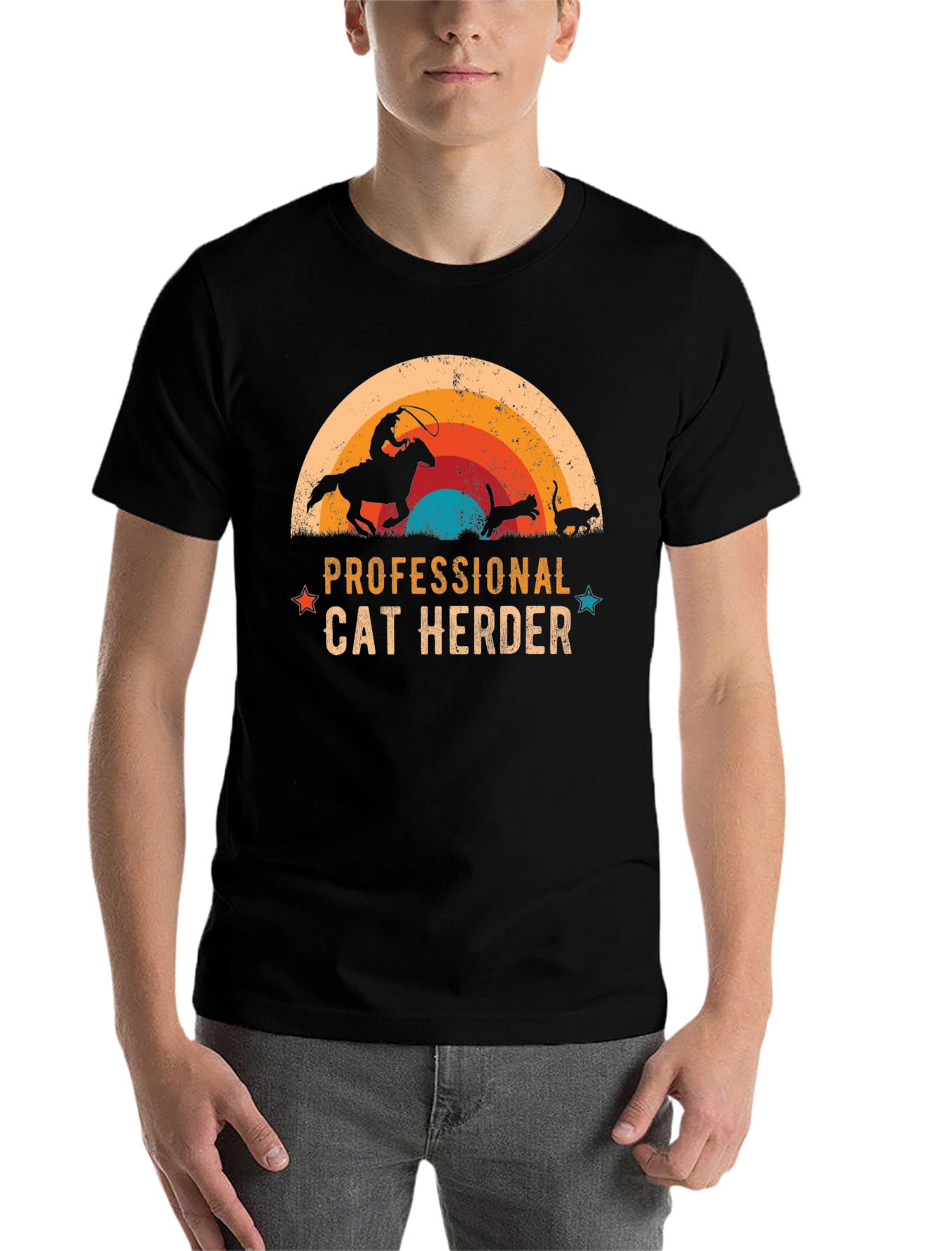 Black Professional Cat Herder Graphic Tee view 7