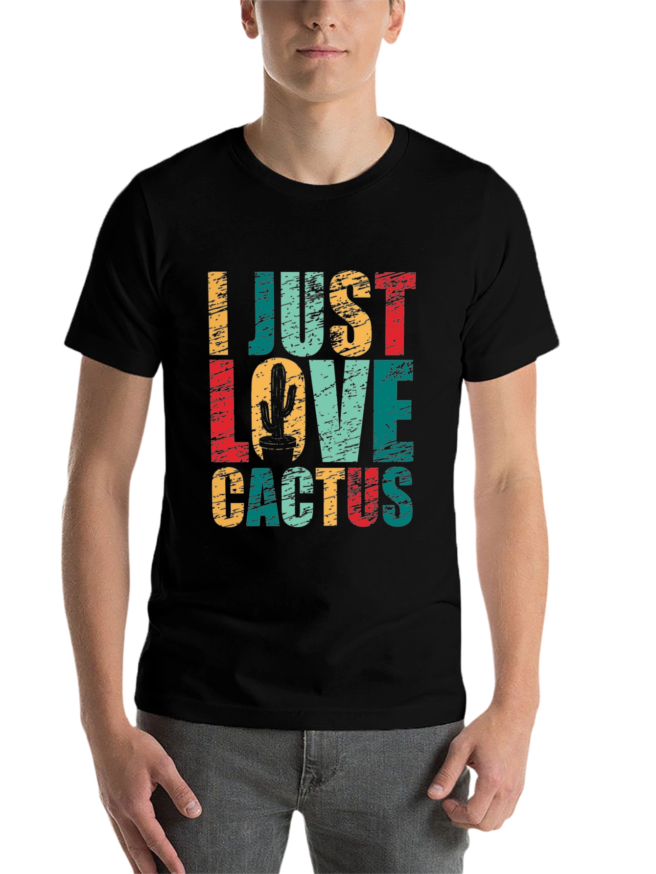 Black I Just Love Cactus Graphic T-Shirt - Unisex Cotton Tee view 7