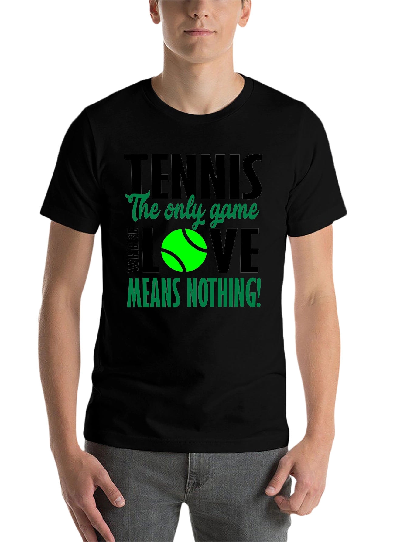 Black Tennis Love Means Nothing T-Shirt view 7