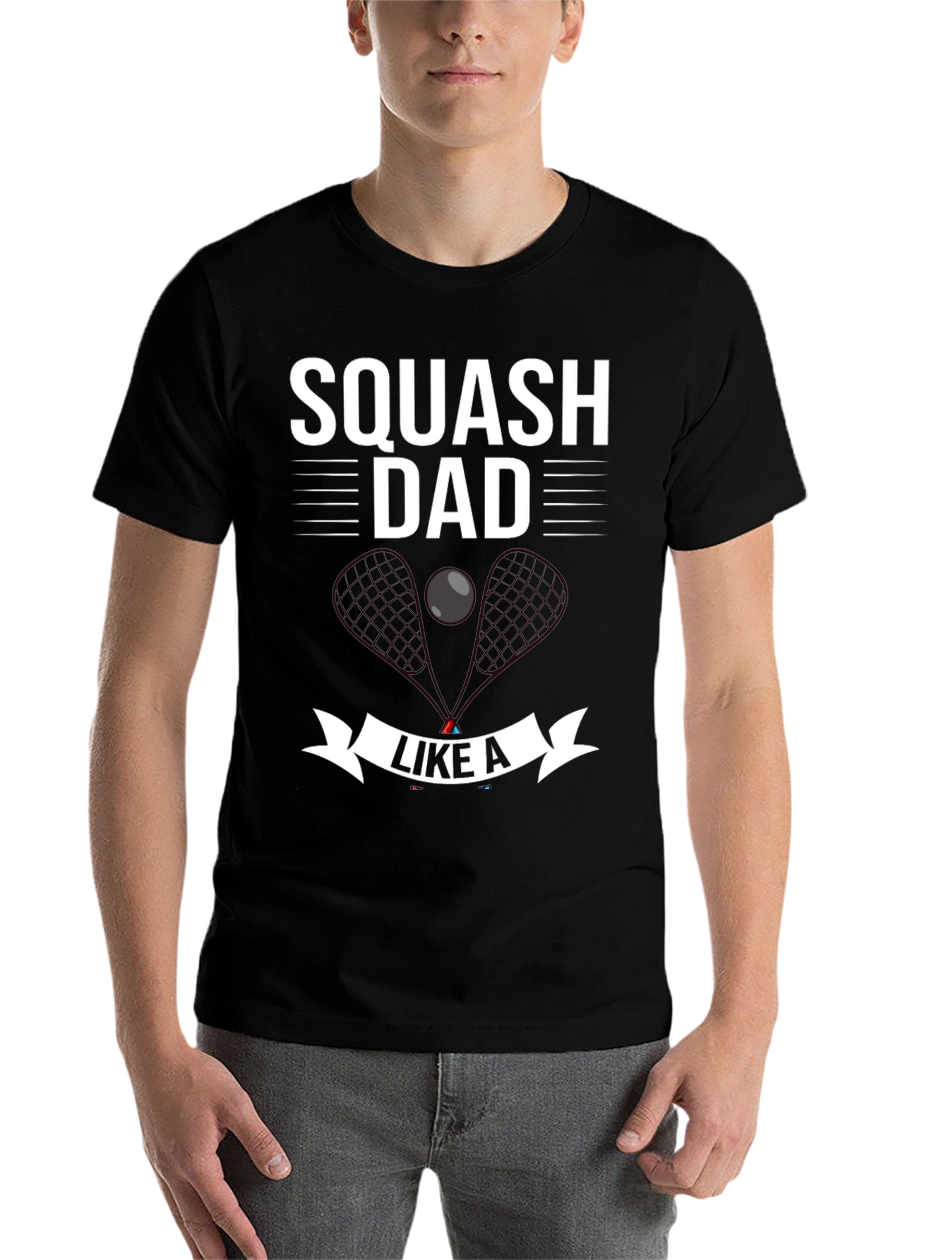 Black Squash Dad Graphic T-Shirt for Squash Lovers view 7