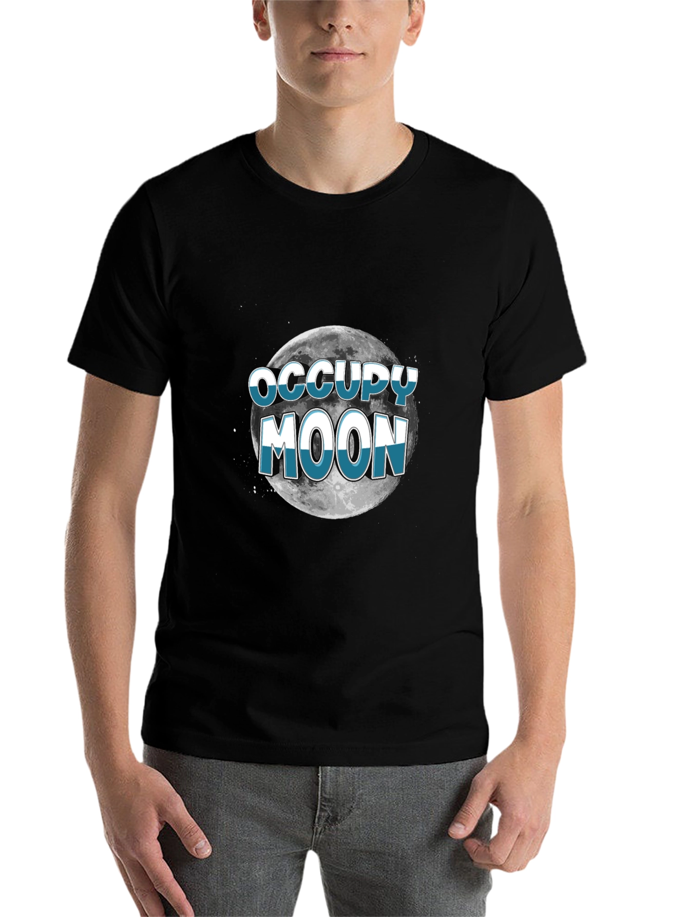 Black Occupy Moon Graphic T-Shirt - Black view 7
