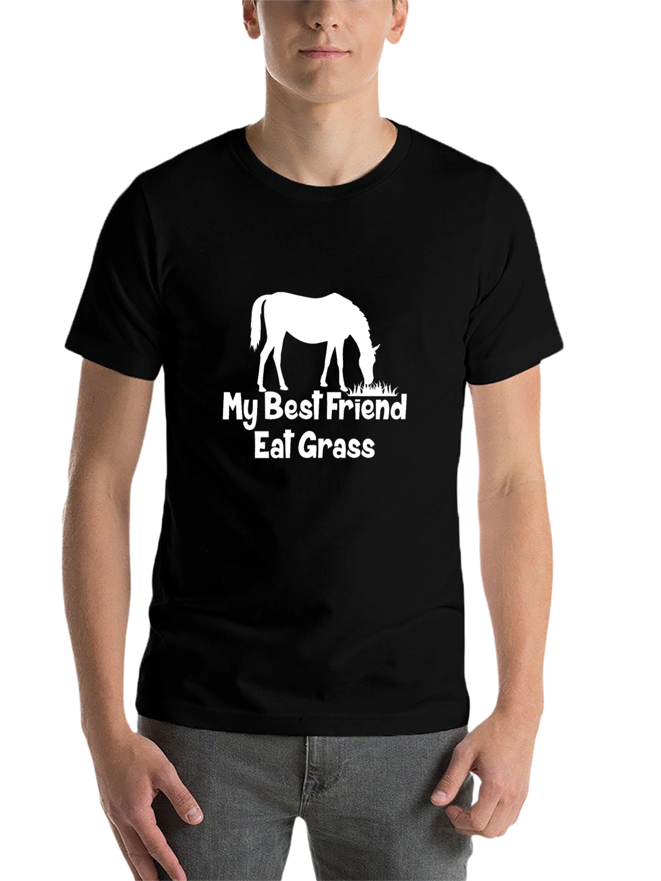 Black Horse Lover T-Shirt - "My Best Friend Eats Grass" view 7