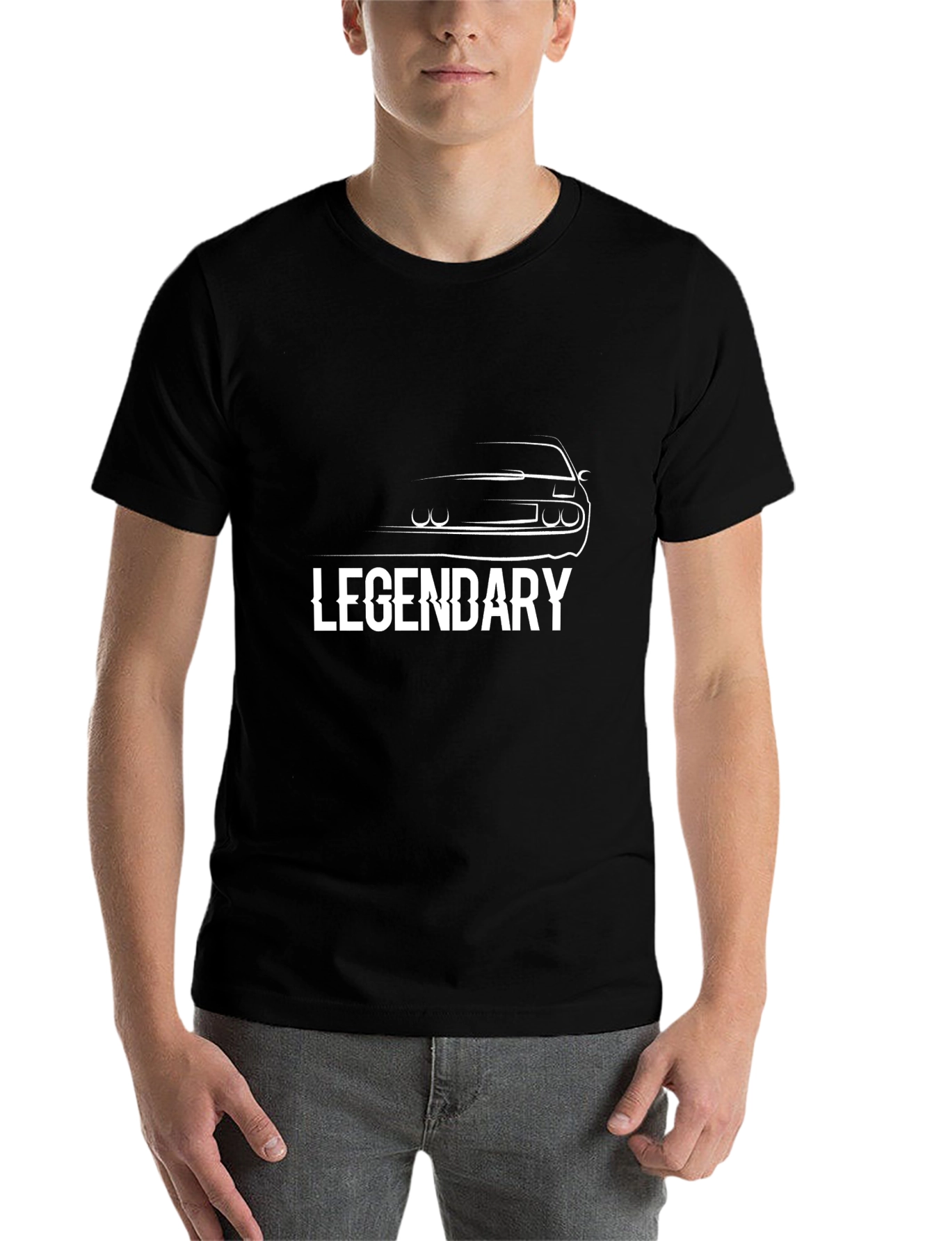 Black Legendary Car Silhouette Black T-Shirt view 7