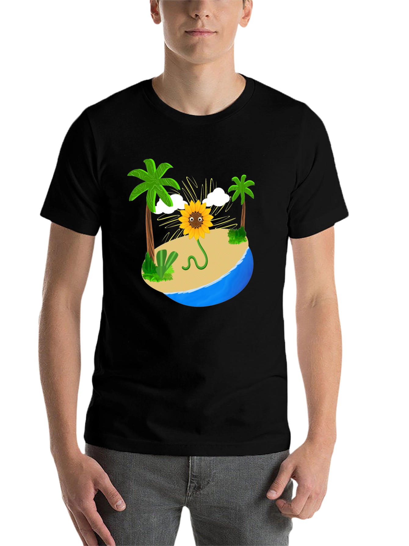 Black Sunflower Island Graphic Tee - Men's Black T-Shirt view 7
