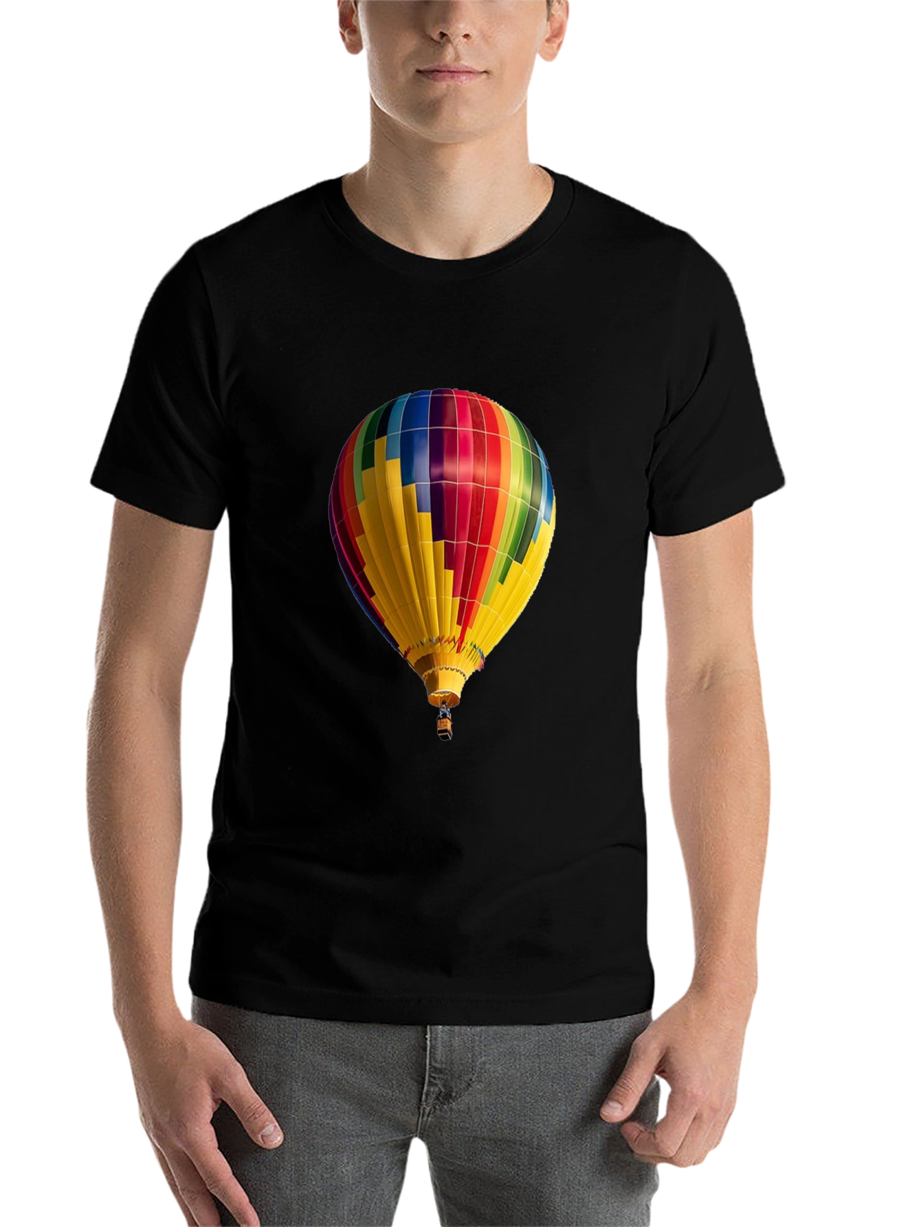 Black Hot Air Balloon Graphic Tee - Unique Design view 7