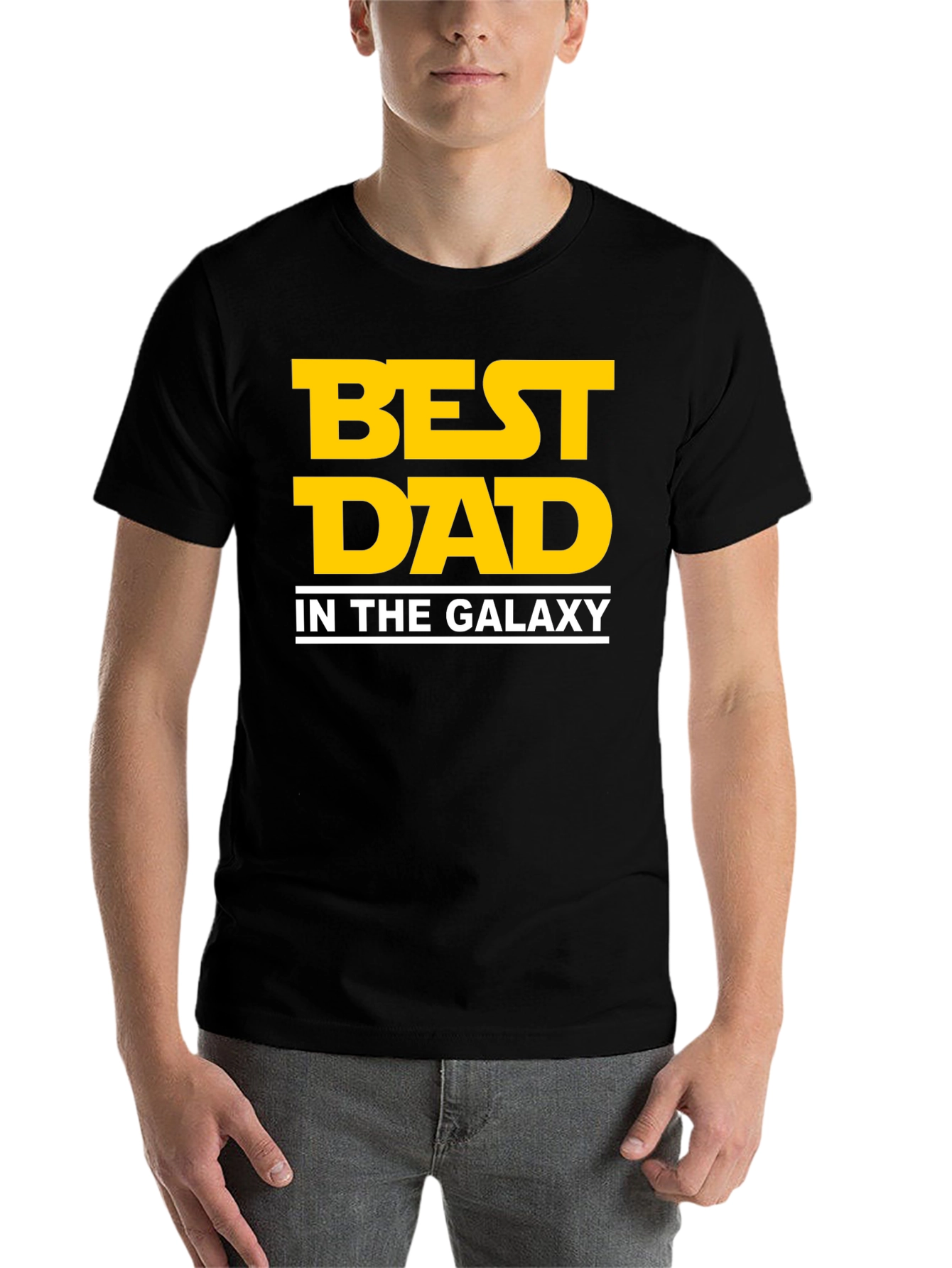 Black Best Dad in the Galaxy Black T-Shirt view 7