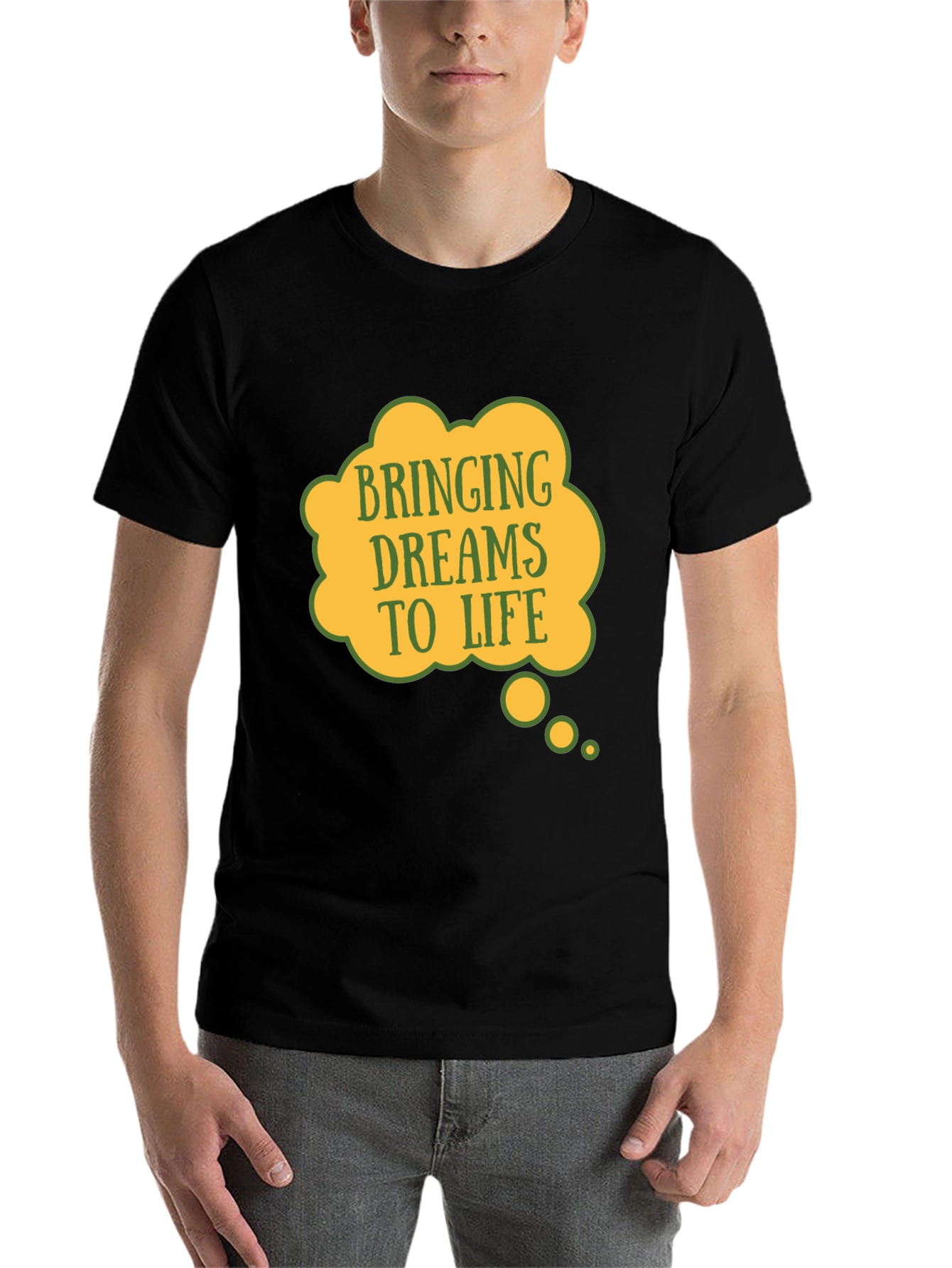 Black Dream Life T-Shirt - Black Cotton Casual Tee view 7