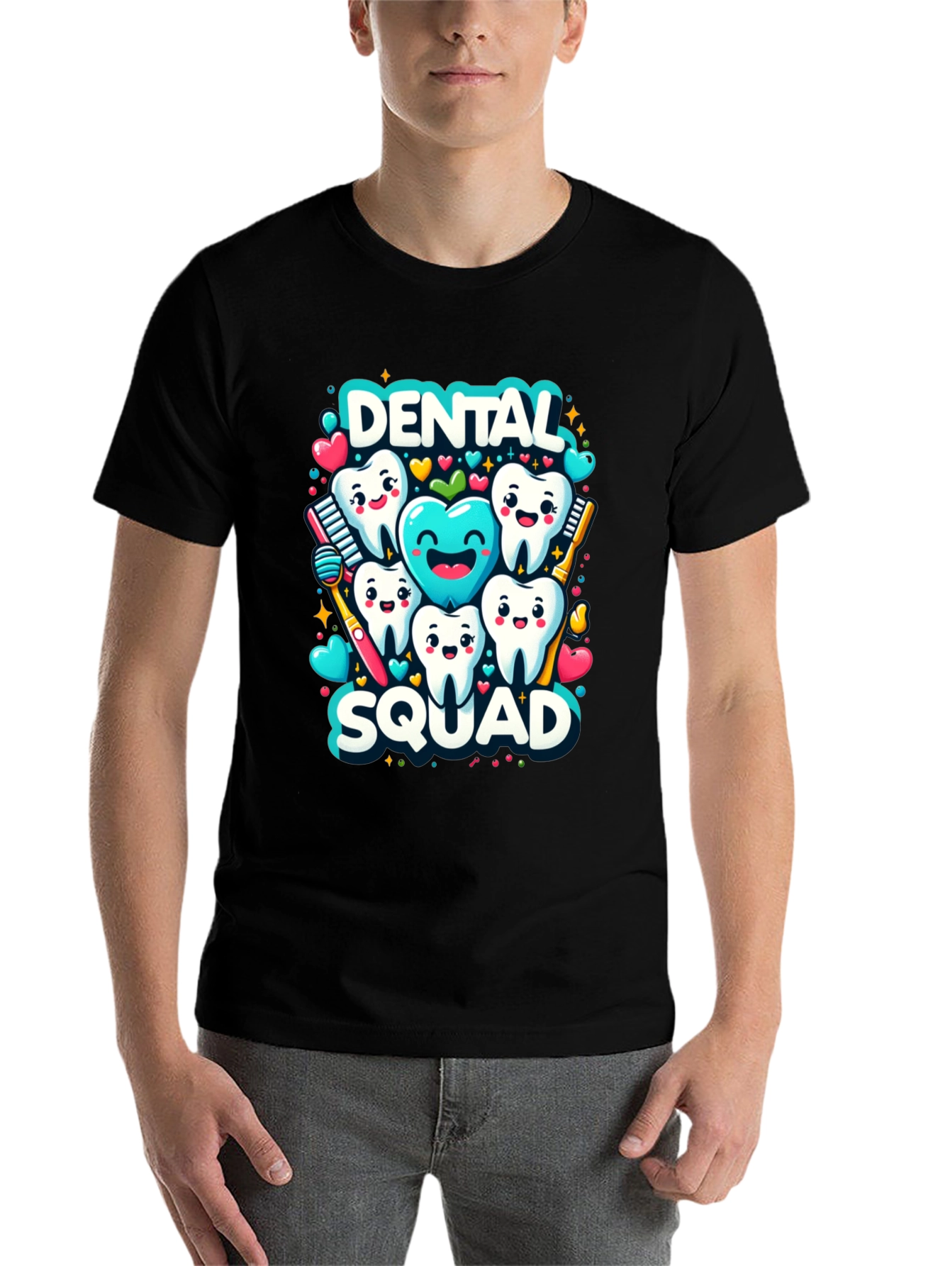 Black Dental Squad Graphic Tee - Funny Tooth Shirt view 7