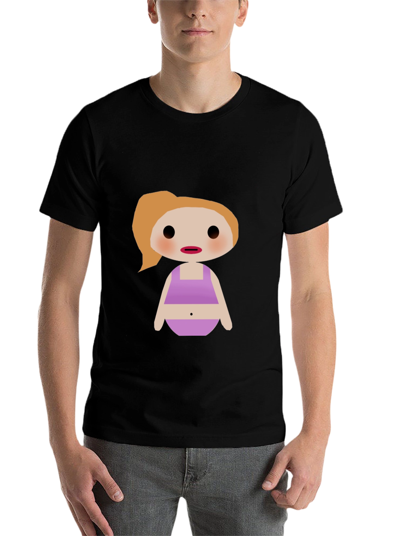 Black Cartoon Character Graphic Tee - Black view 7