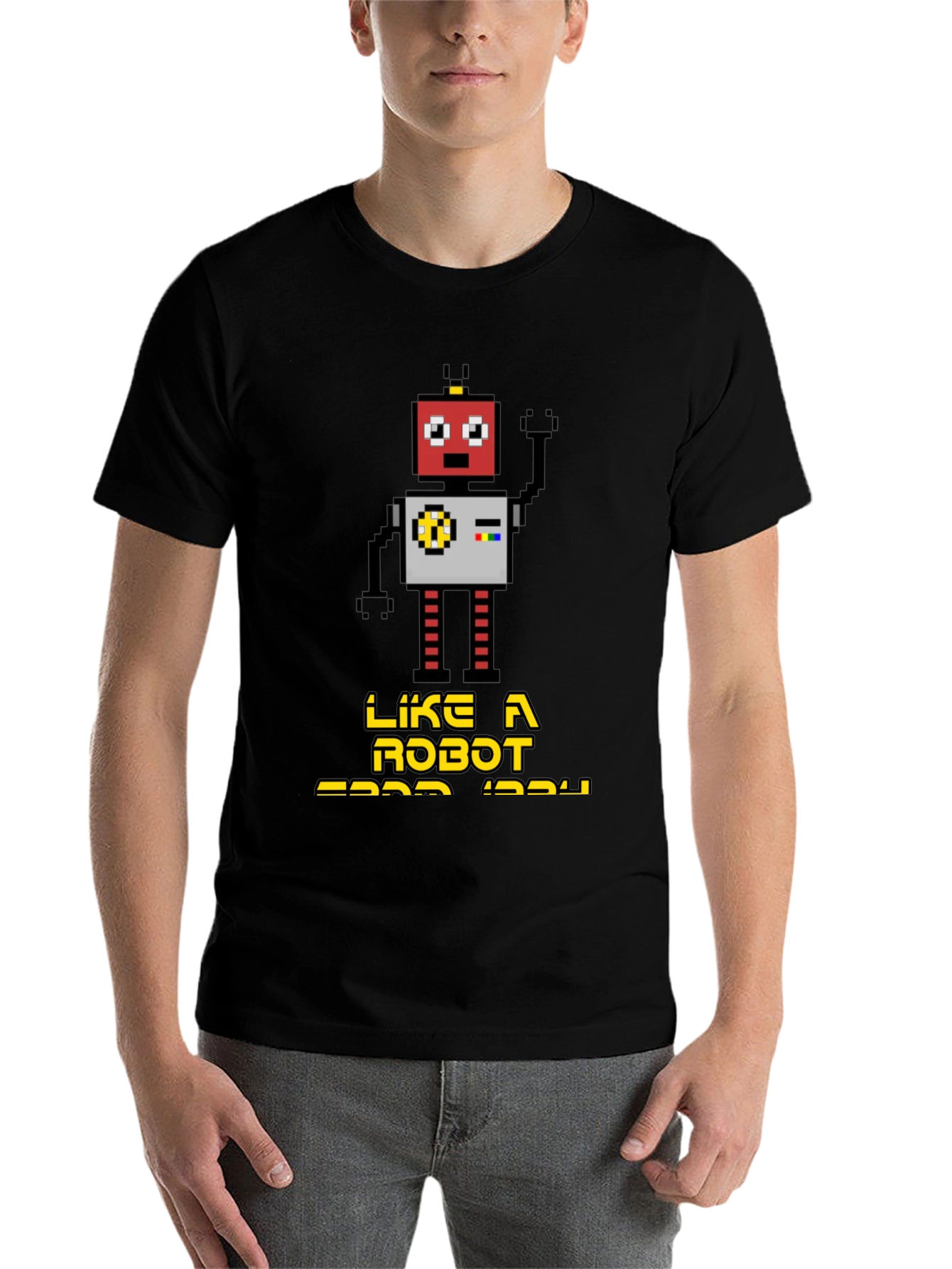 Black Retro Robot Graphic T-Shirt - Black view 7