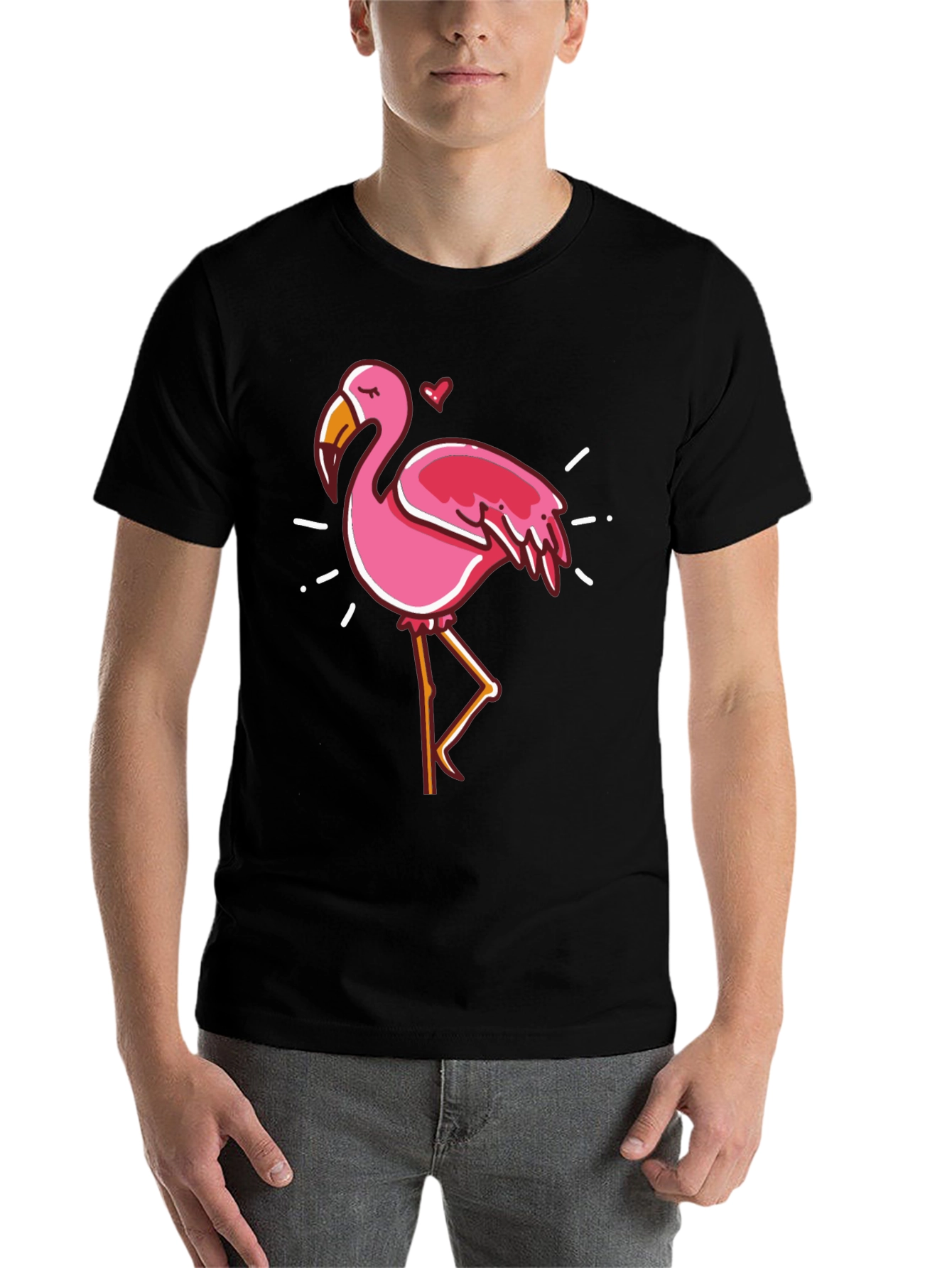 Black Fun Flamingo Graphic Black T-Shirt view 7
