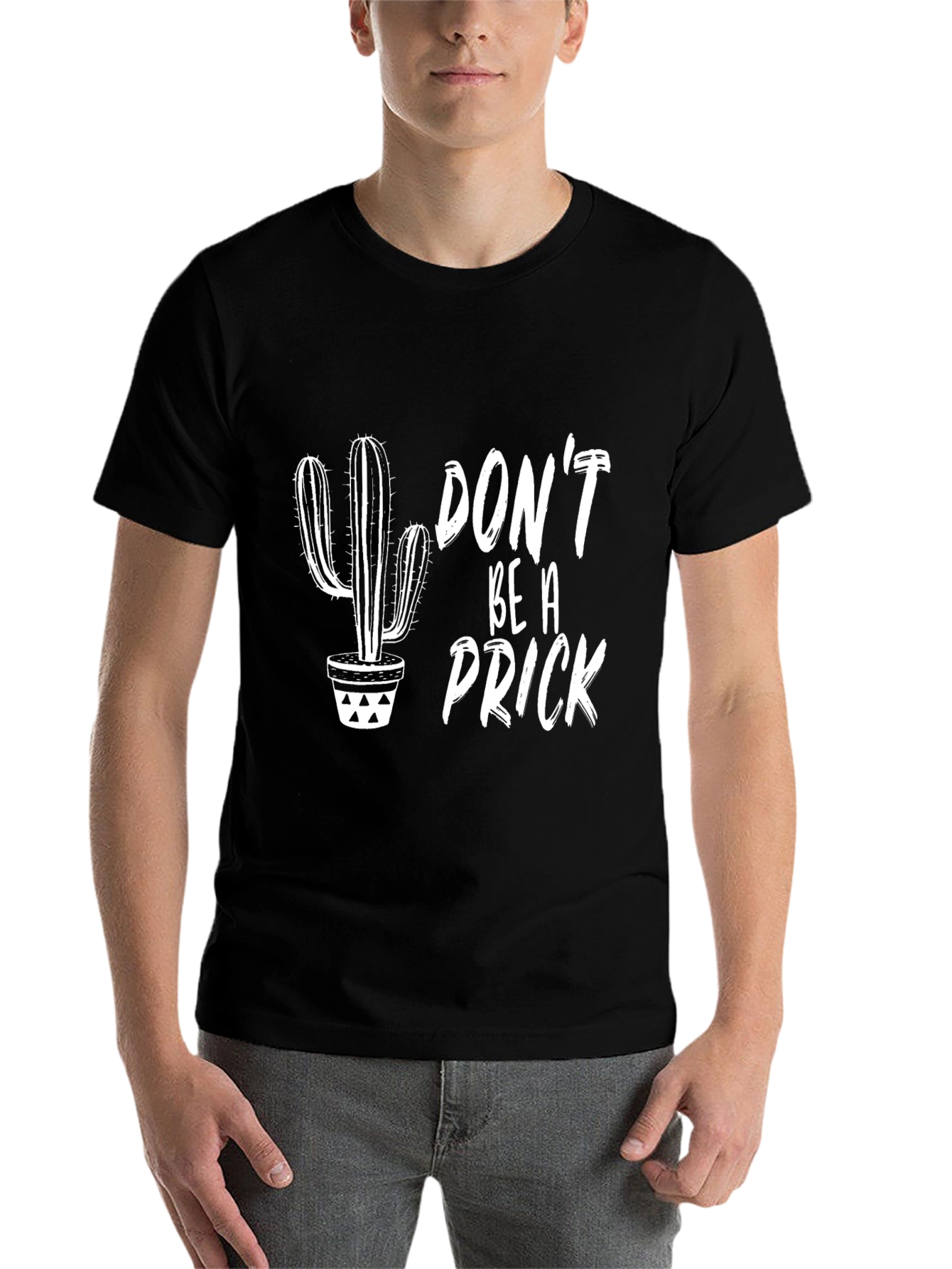 Black Don't Be a Prick Cactus Graphic T-Shirt view 7