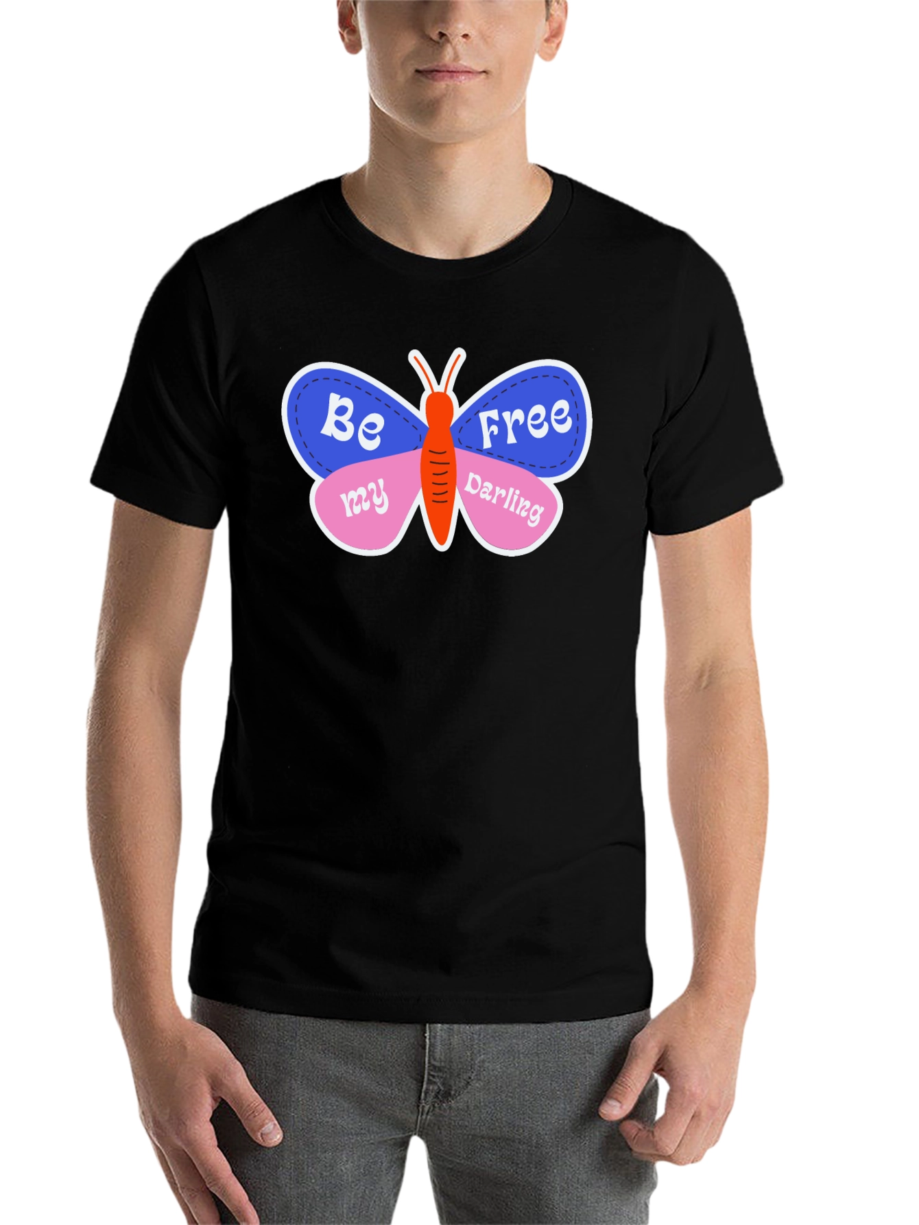 Black Be Free Butterfly Graphic T-Shirt - Stylish & Unique! view 7