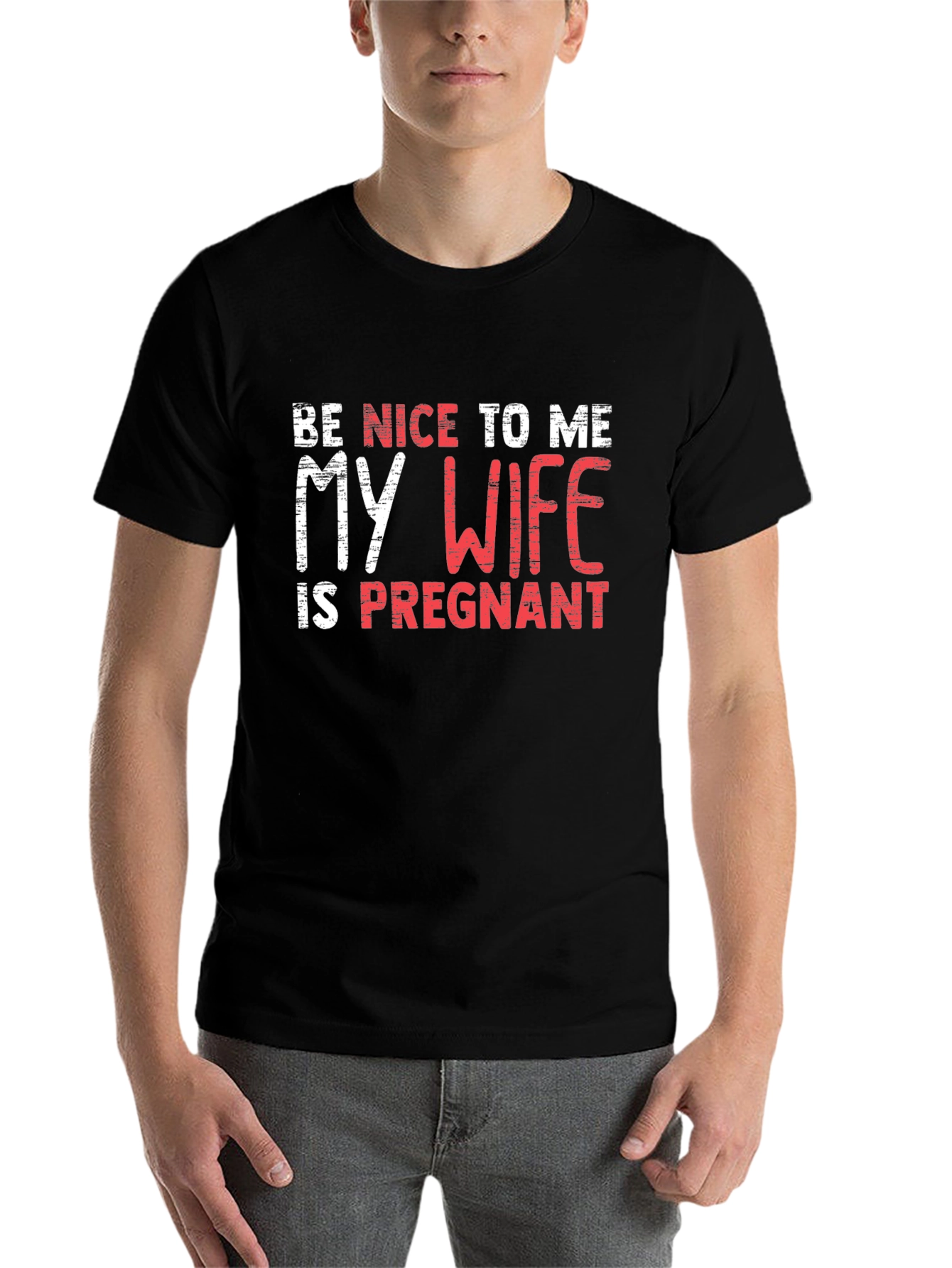 Black Funny Pregnancy Announcement Men's T-Shirt view 7