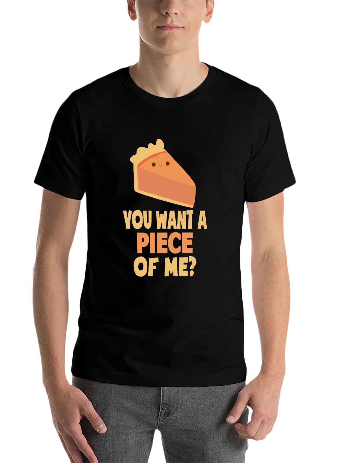 Black Want a Piece of Me? Pie Slice T-Shirt view 7