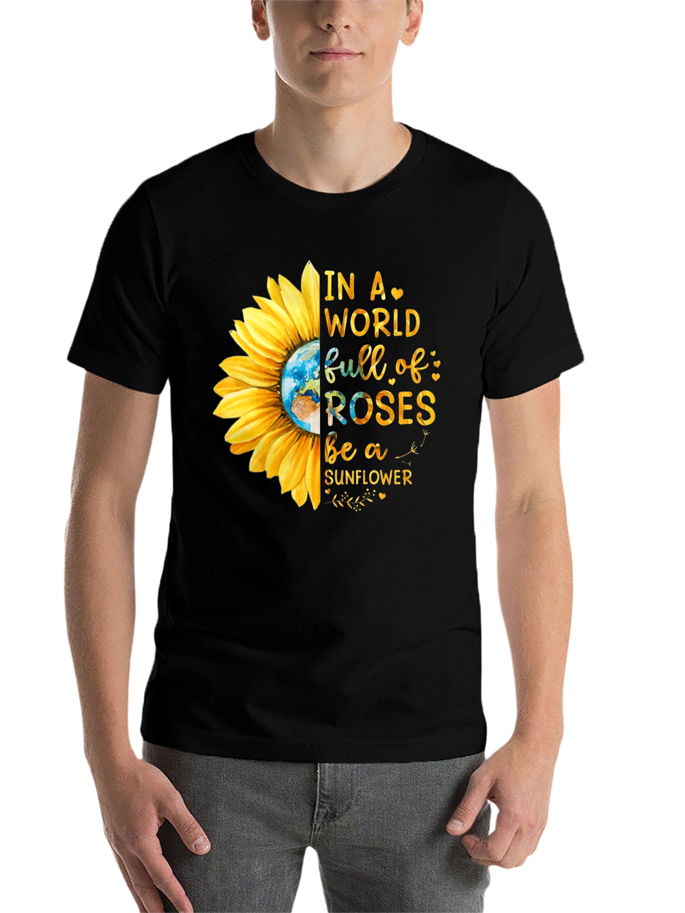 Black Sunflower Graphic Tee - Be A Sunflower view 7