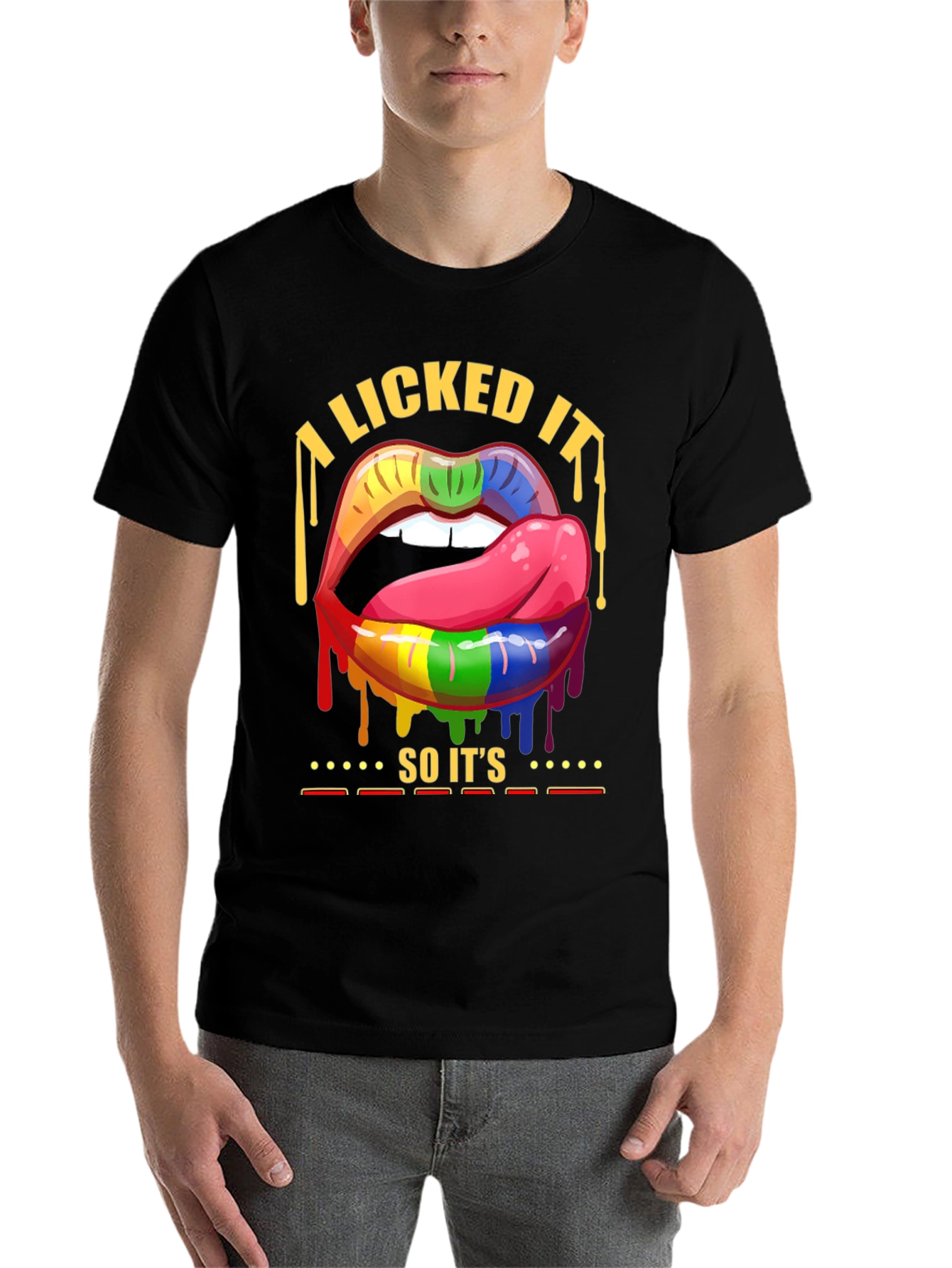 Black Rainbow Lips Pride T-Shirt view 7