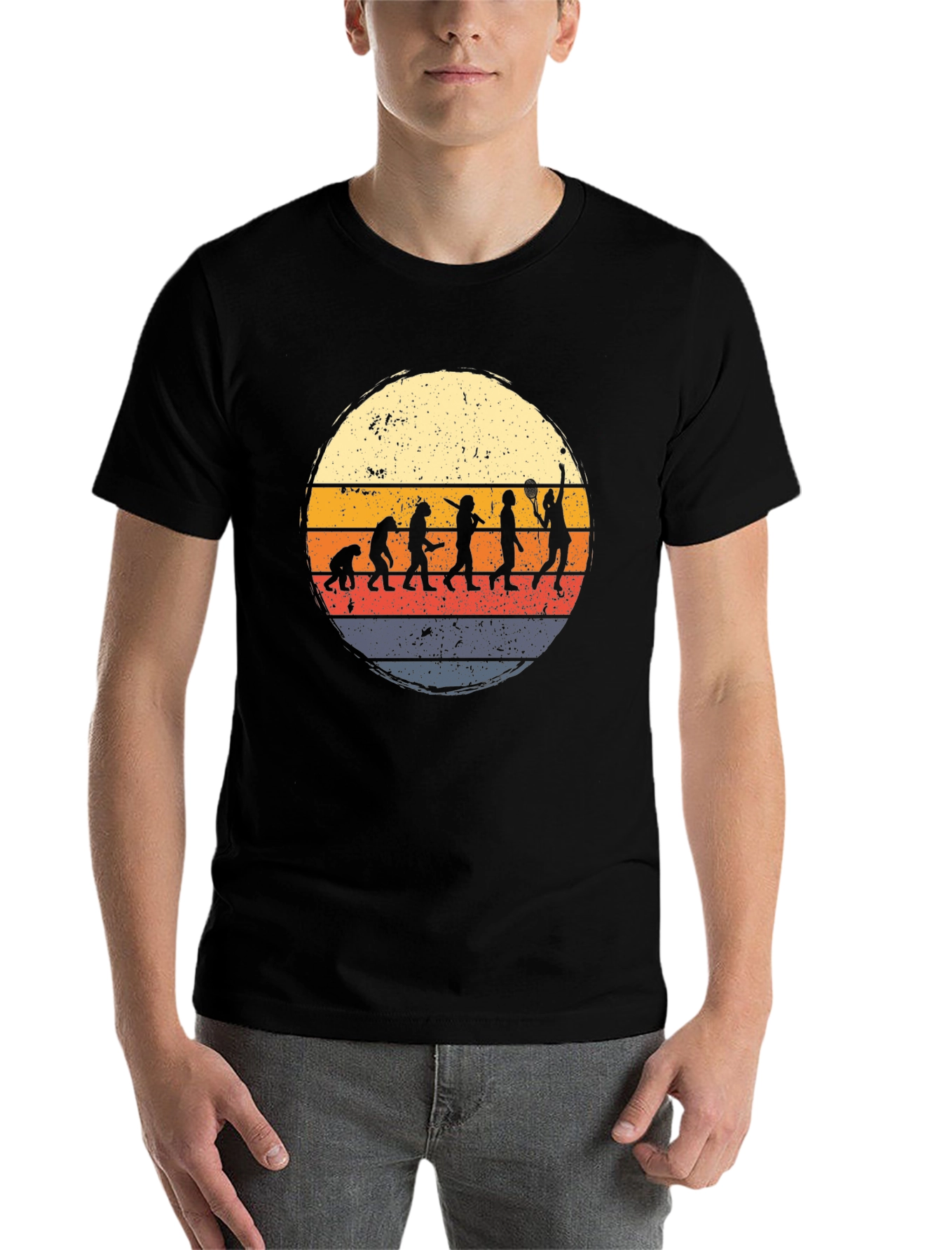 Black Tennis Evolution Graphic T-Shirt - Vintage Style view 7