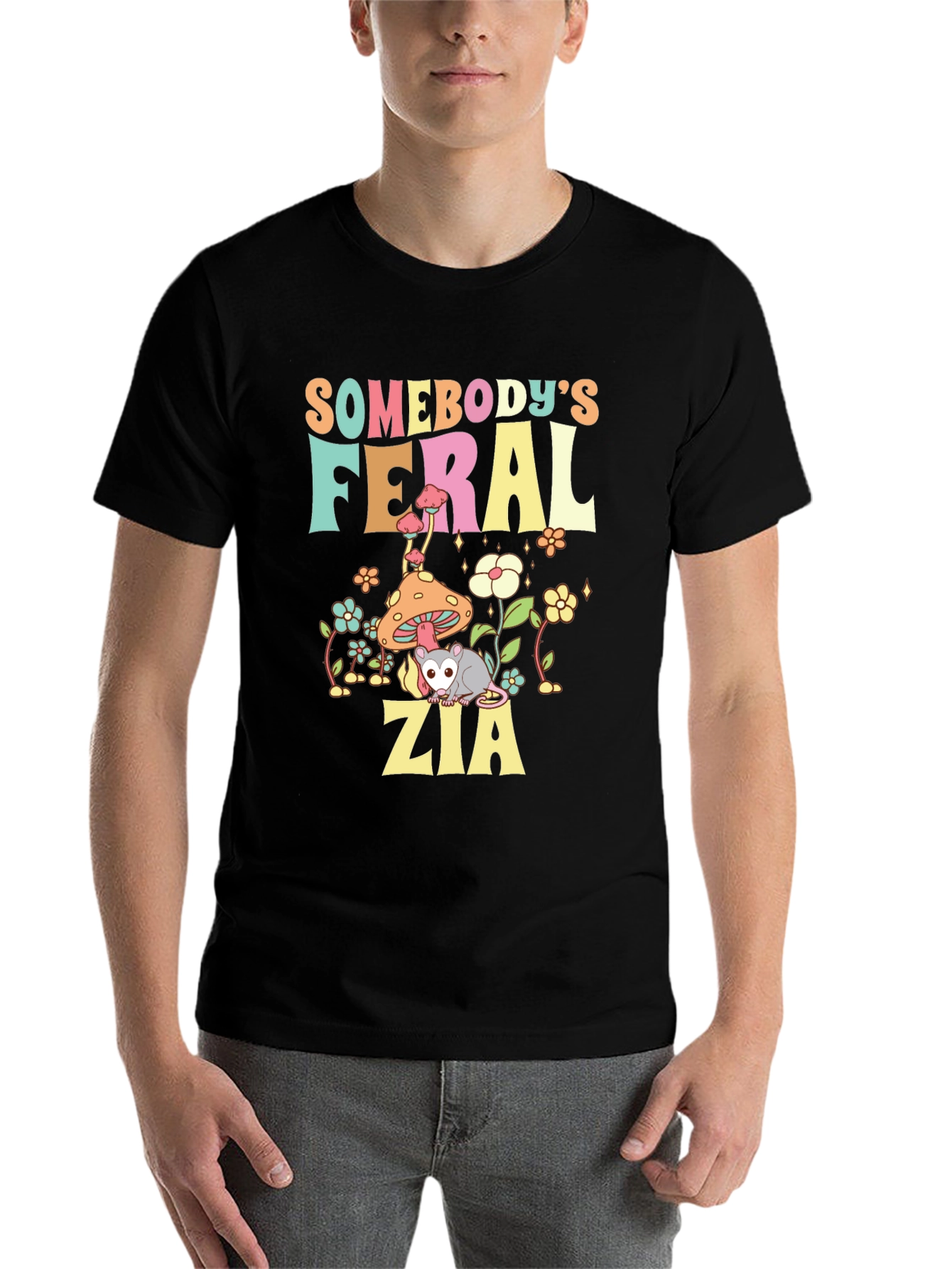 Black Feral Zia Graphic T-Shirt: Unique Design view 7