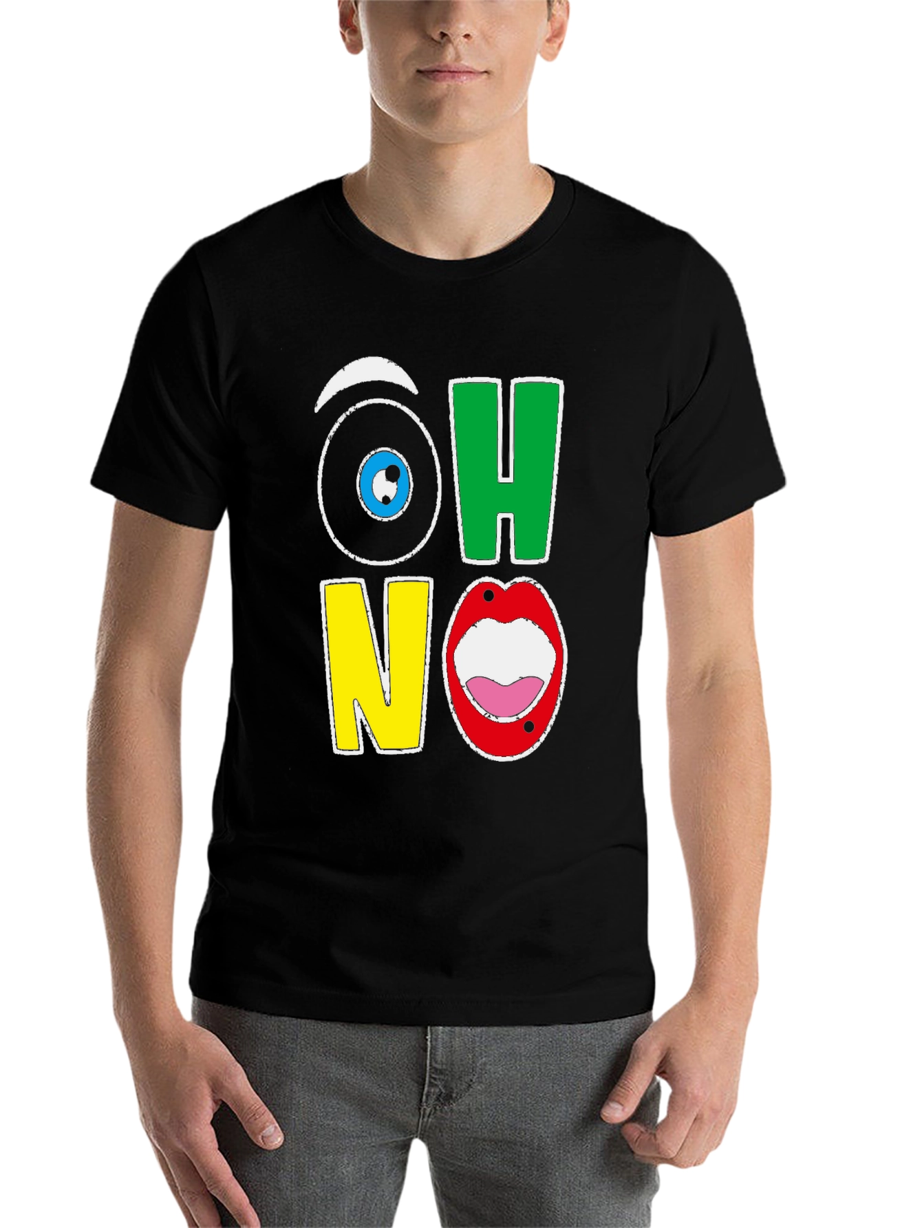 Black Oh No! Graphic Tee - Quirky T-Shirt view 7