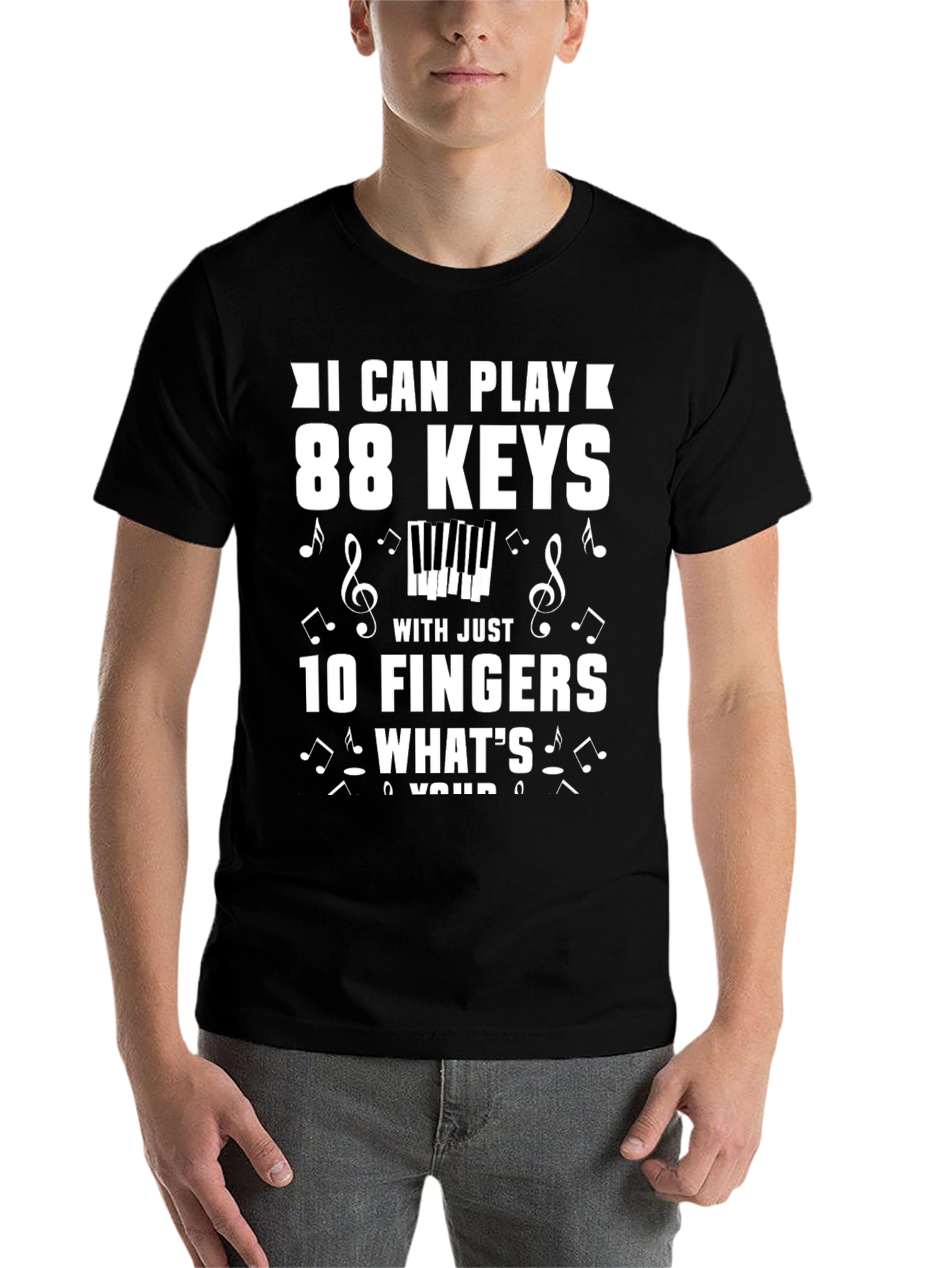 Black Piano Player T-Shirt - 88 Keys, 10 Fingers Musician Tee view 7