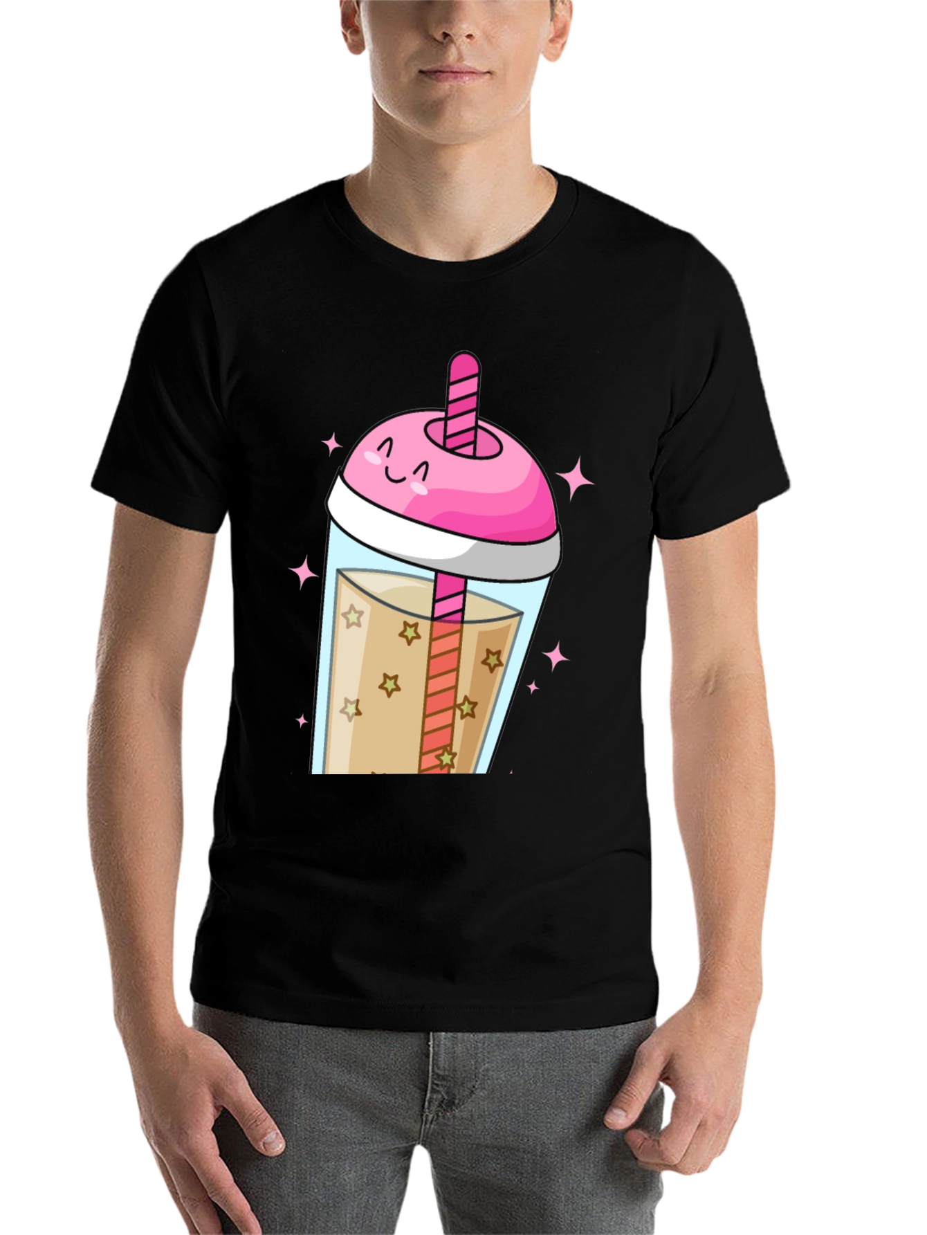 Black Kawaii Bubble Tea Graphic Tee view 7