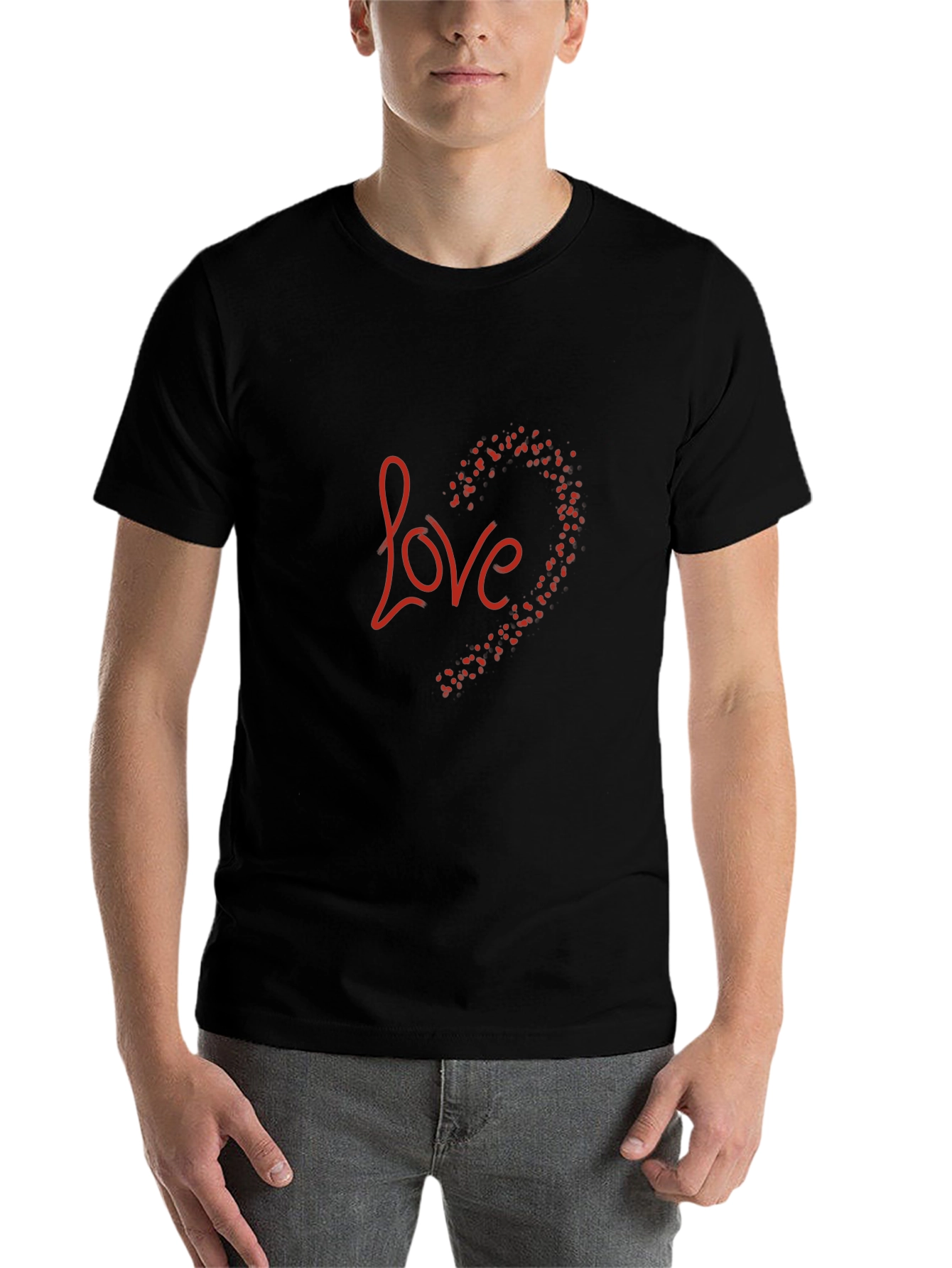 Black Love Heart Graphic Black T-Shirt view 7