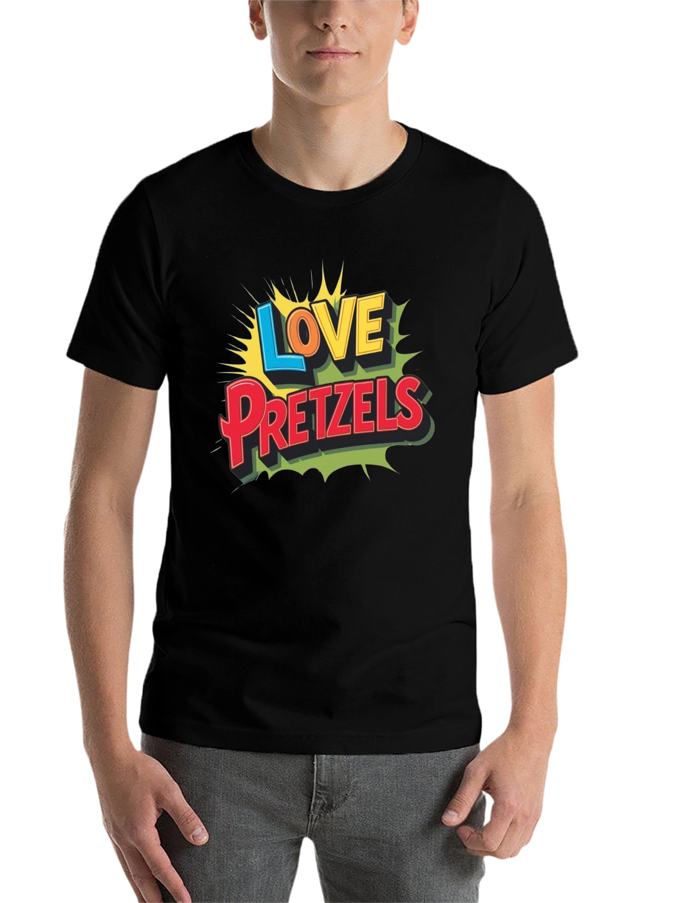 Black Love Pretzels Graphic Tee - Novelty Food Shirt view 7