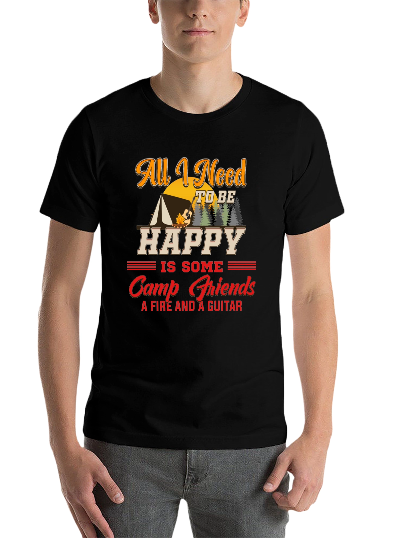 Black Camping Lover T-Shirt - All I Need to be Happy view 7