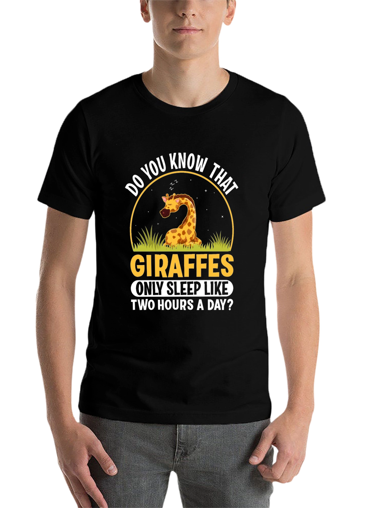 Black Giraffe Sleep T-Shirt - Do You Know That? Funny Graphic Tee view 7