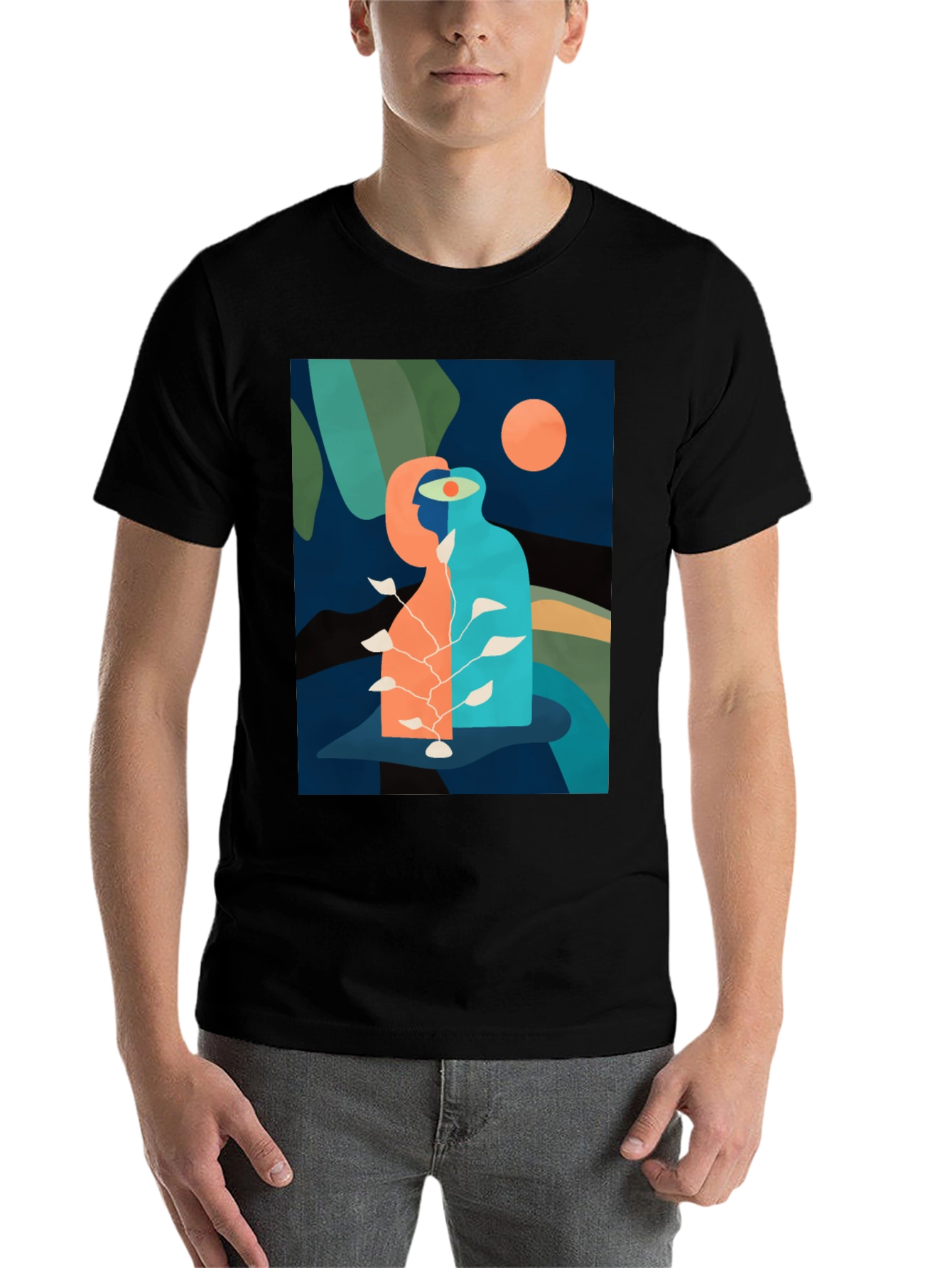 Black Abstract Art Graphic Tee - Modern Design, Unisex Fit view 7