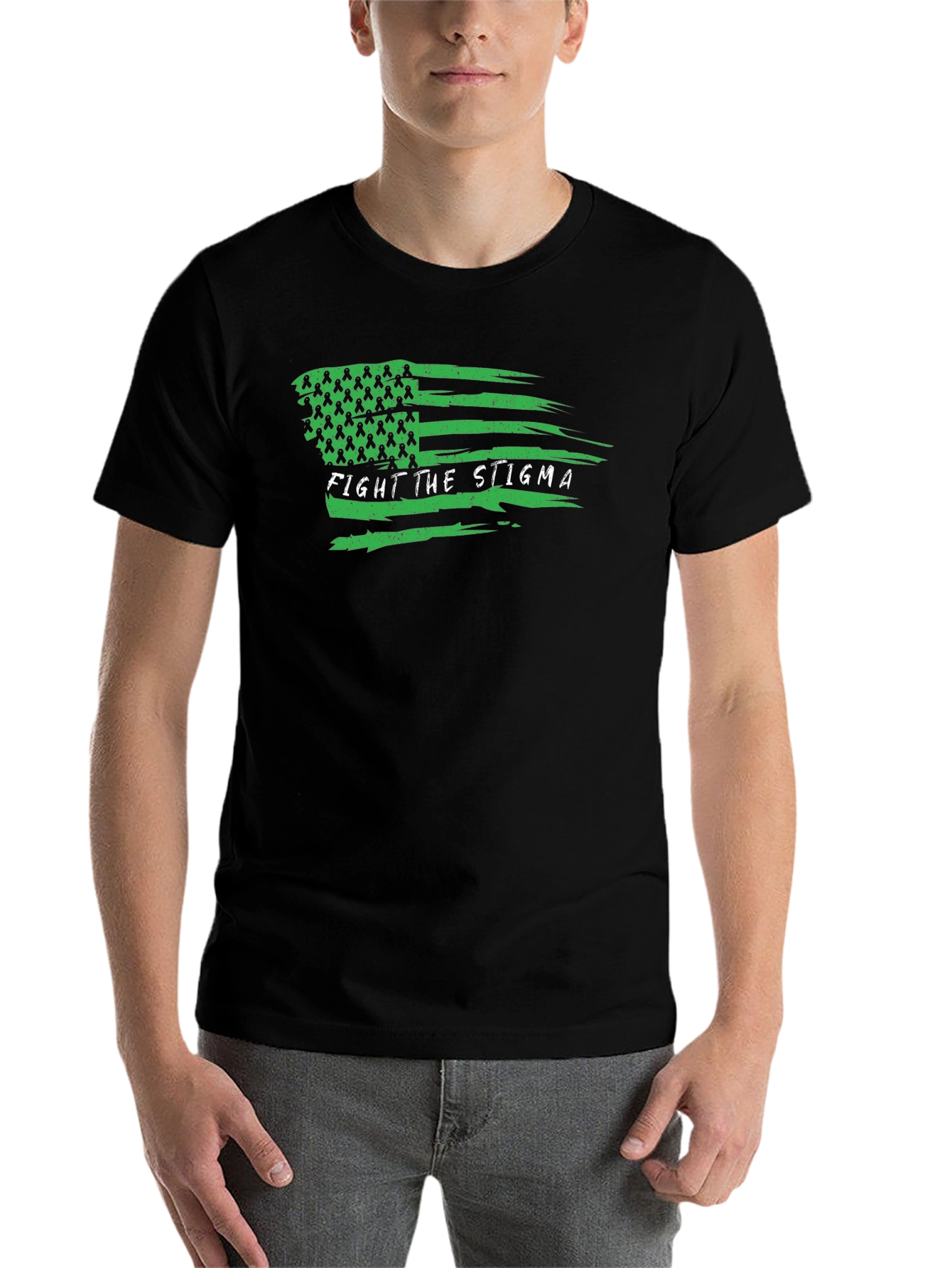 Black Fight the Stigma Mental Health Awareness T-Shirt view 7