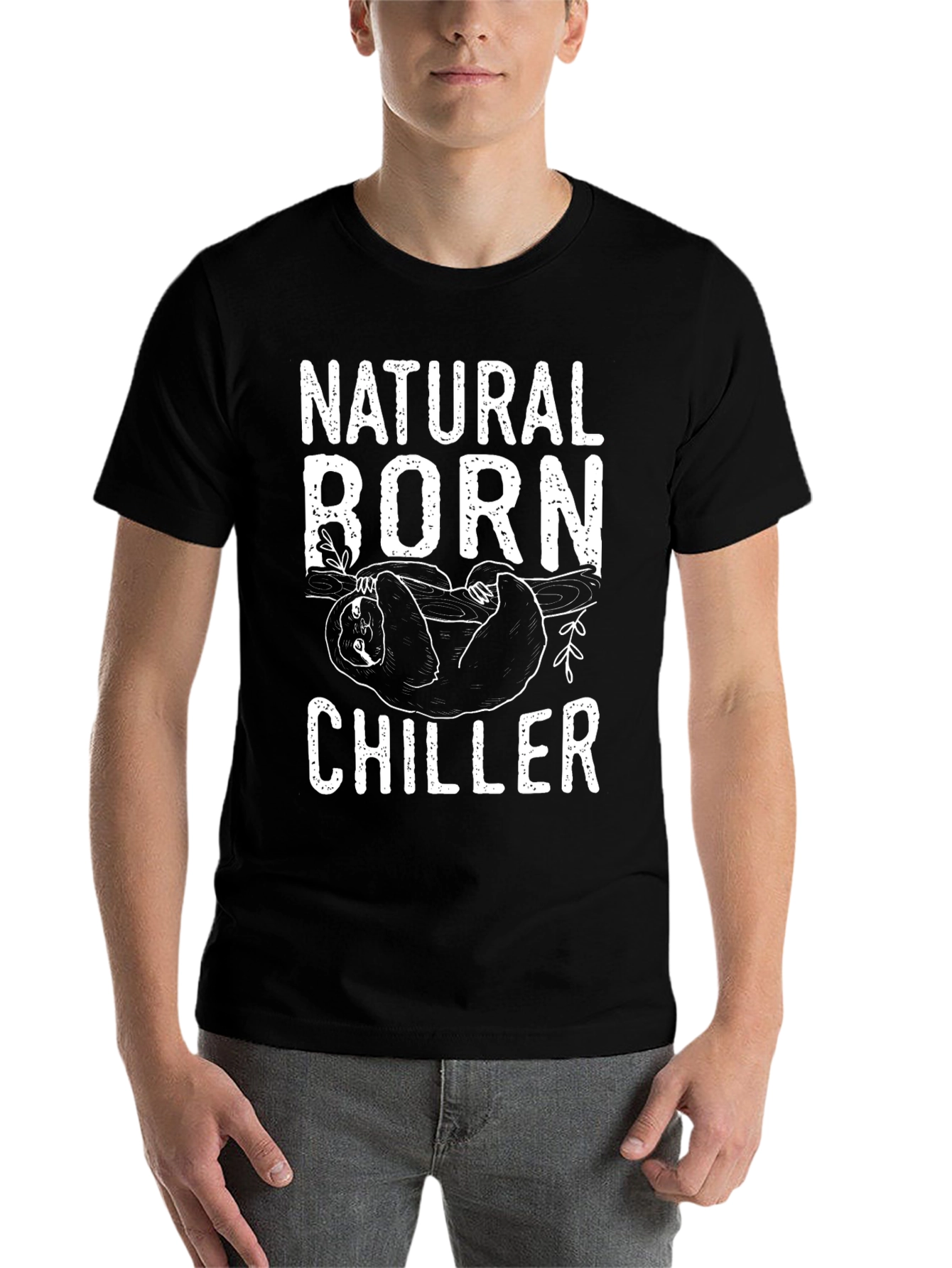 Black Natural Born Chiller Sloth Graphic T-Shirt view 7