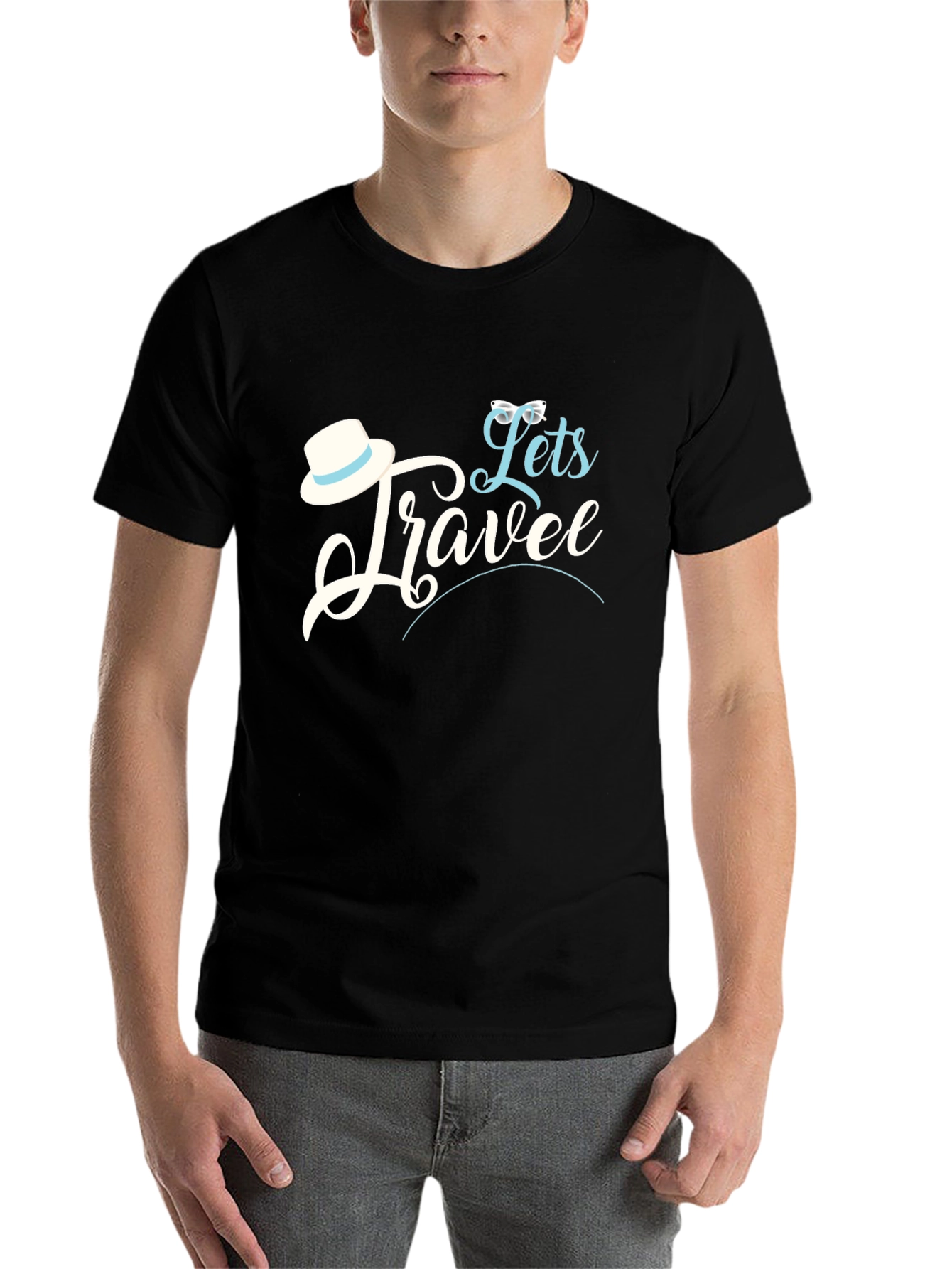 Black Let's Travel Graphic T-Shirt view 7