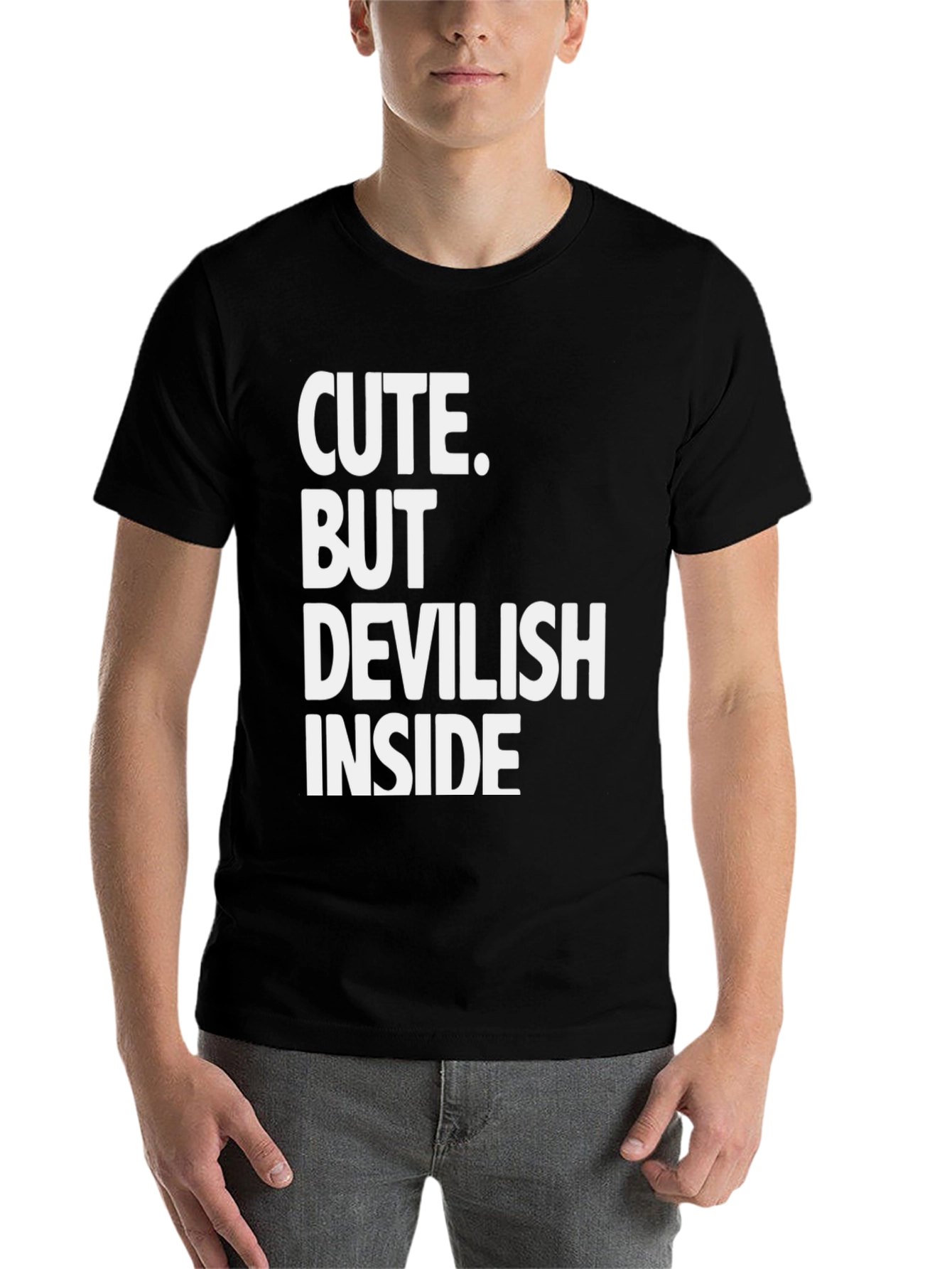 Black Cute But Devilish Inside Graphic Tee - Black view 7
