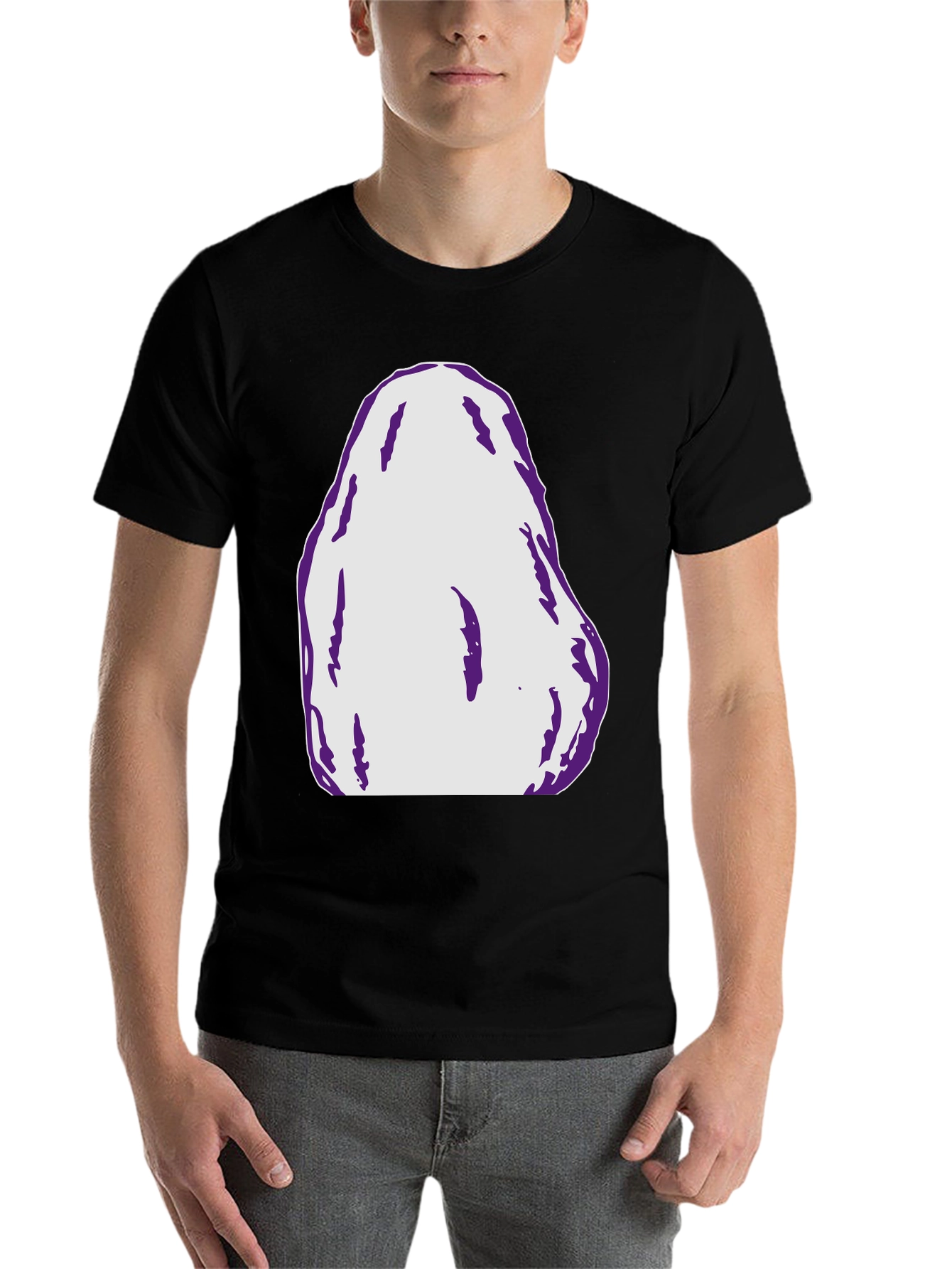 Black Abstract Graphic Tee - Bold Black Cotton T-Shirt view 7