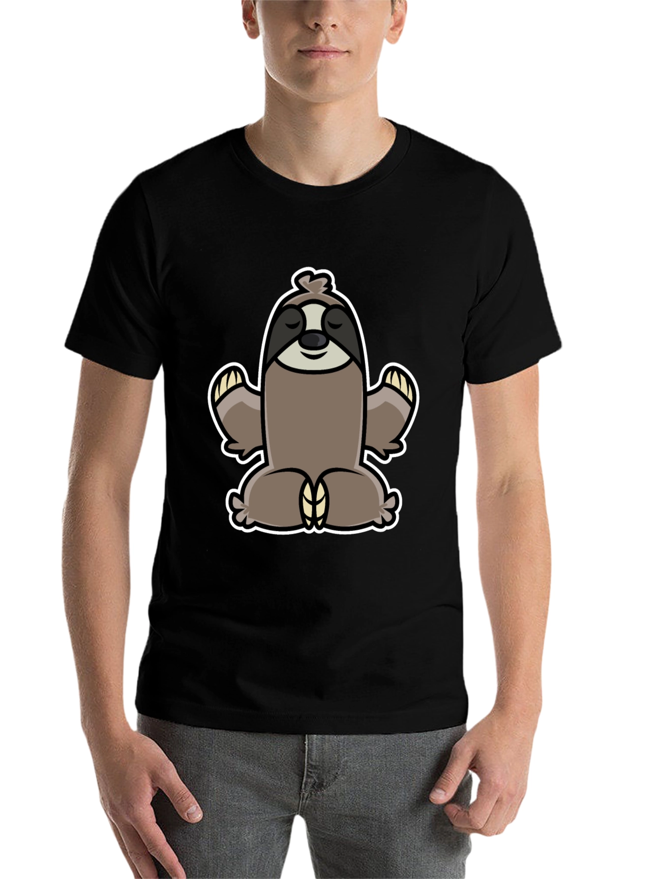 Black Meditating Sloth Graphic Tee - Relaxed Fit view 7