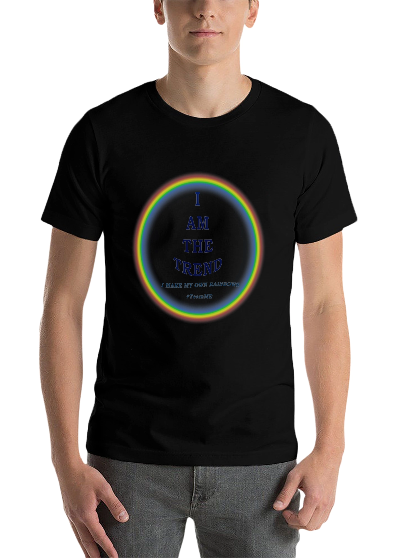 Black I AM THE TREND Rainbow Circle Graphic Black T-Shirt view 7