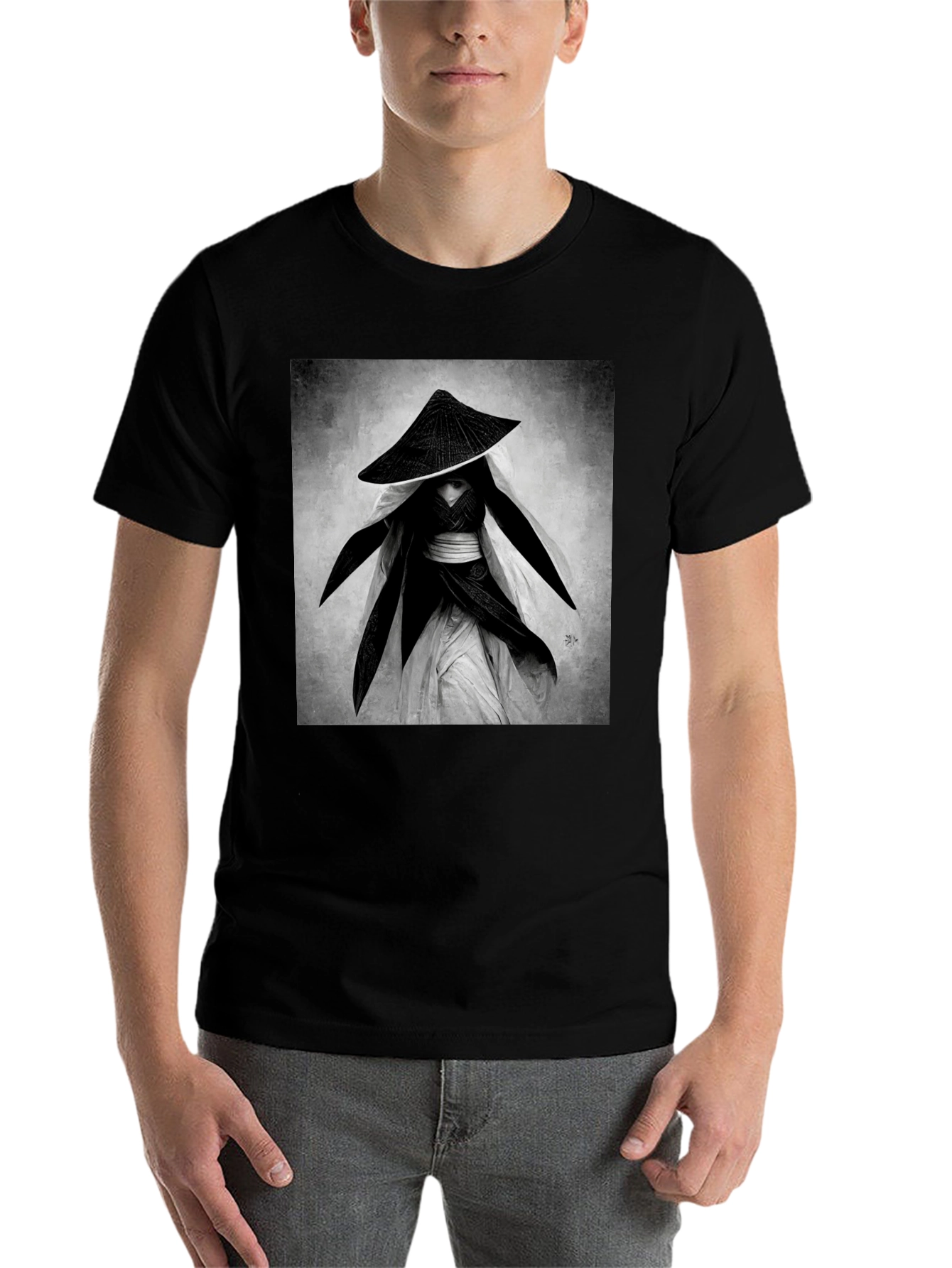 Black Samurai Warrior Graphic Tee - Black view 7