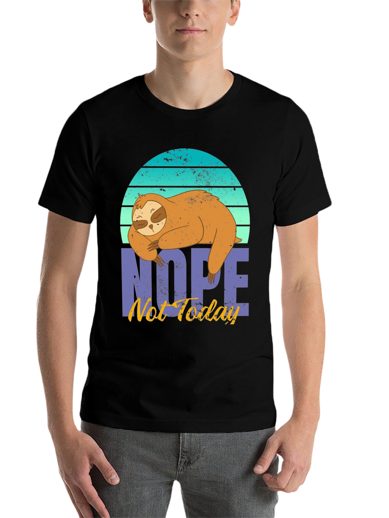 Black Nope, Not Today Sloth Graphic T-Shirt view 7