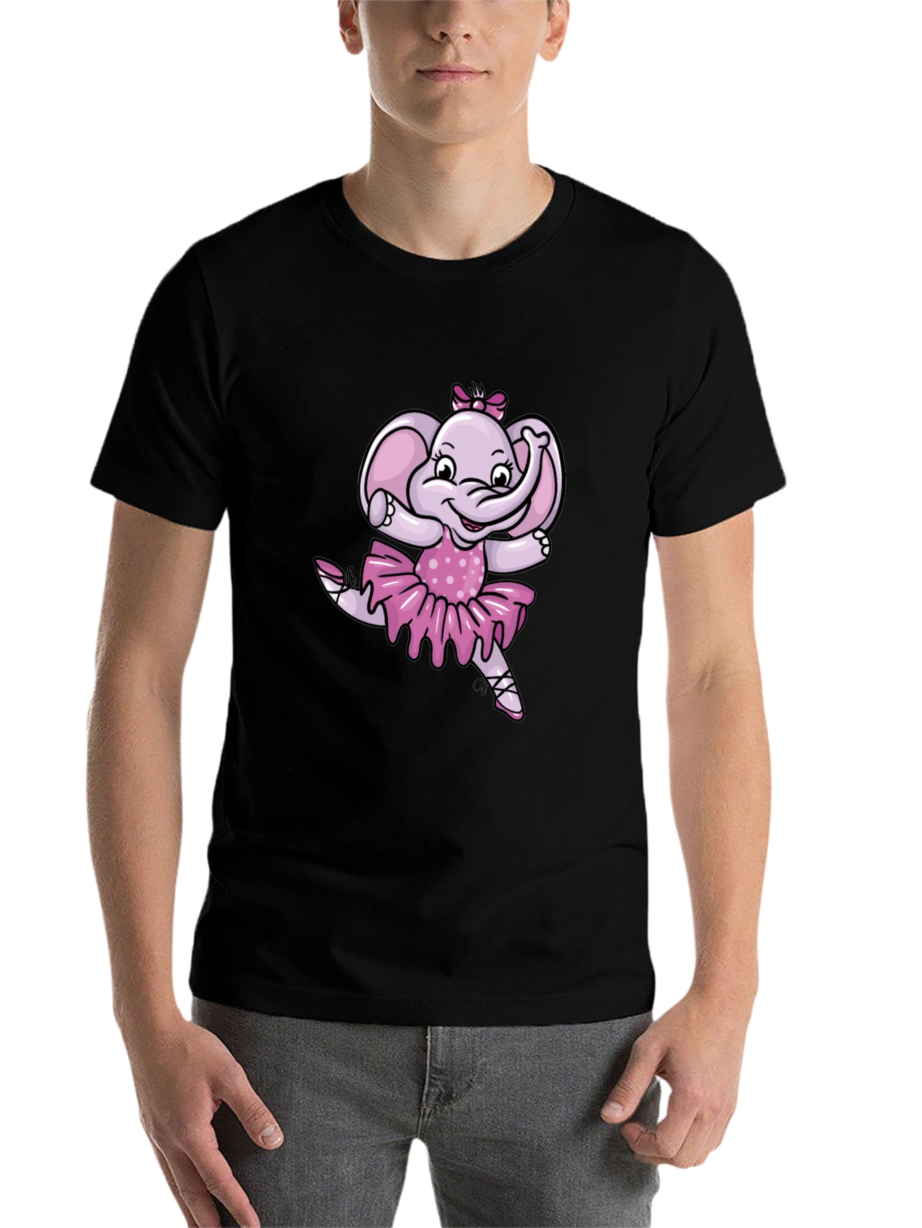Black Ballerina Elephant Black T-Shirt view 7