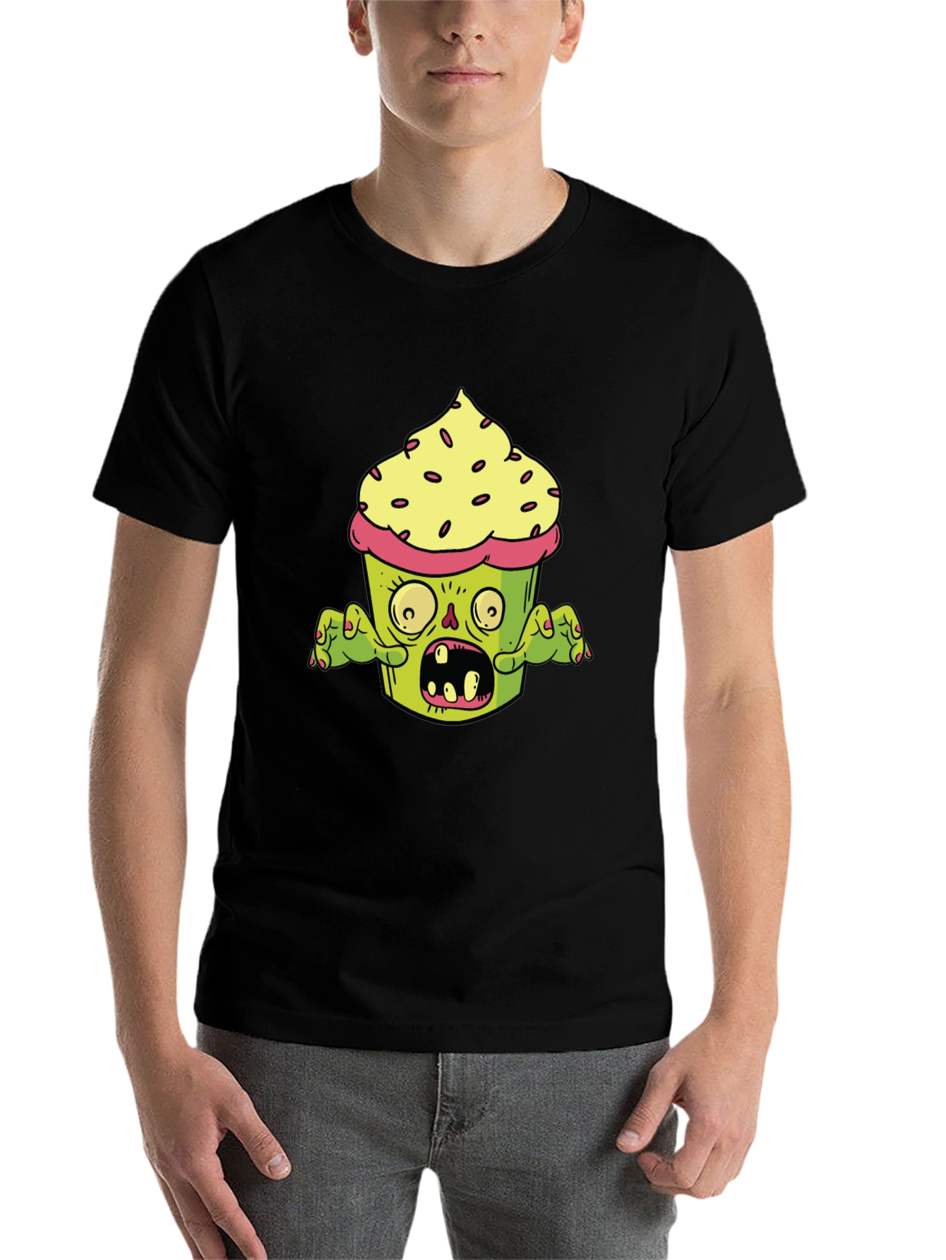 Black Zombie Cupcake T-Shirt - Graphic Novelty Tee view 7