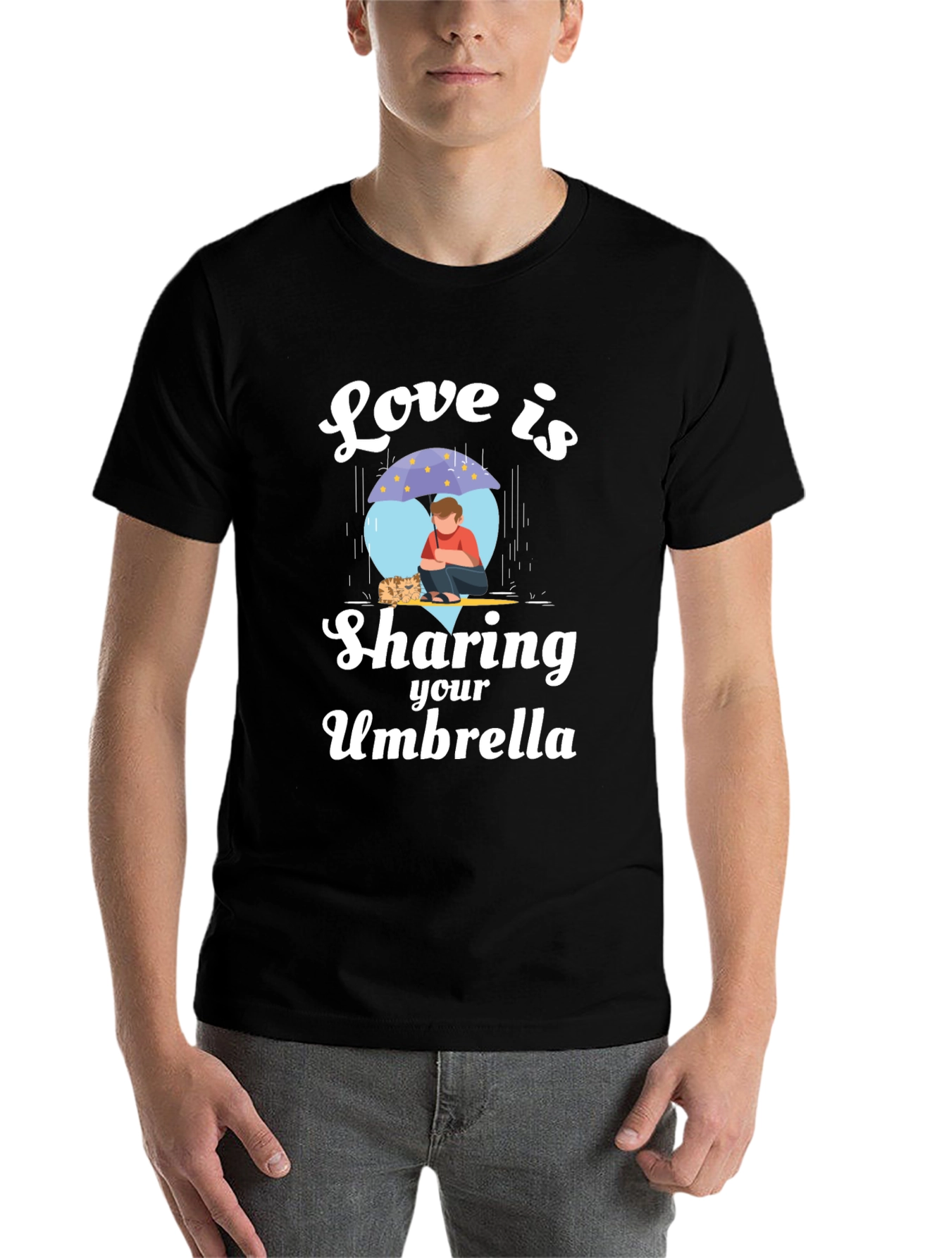 Black Love is Sharing Your Umbrella Black T-Shirt view 7