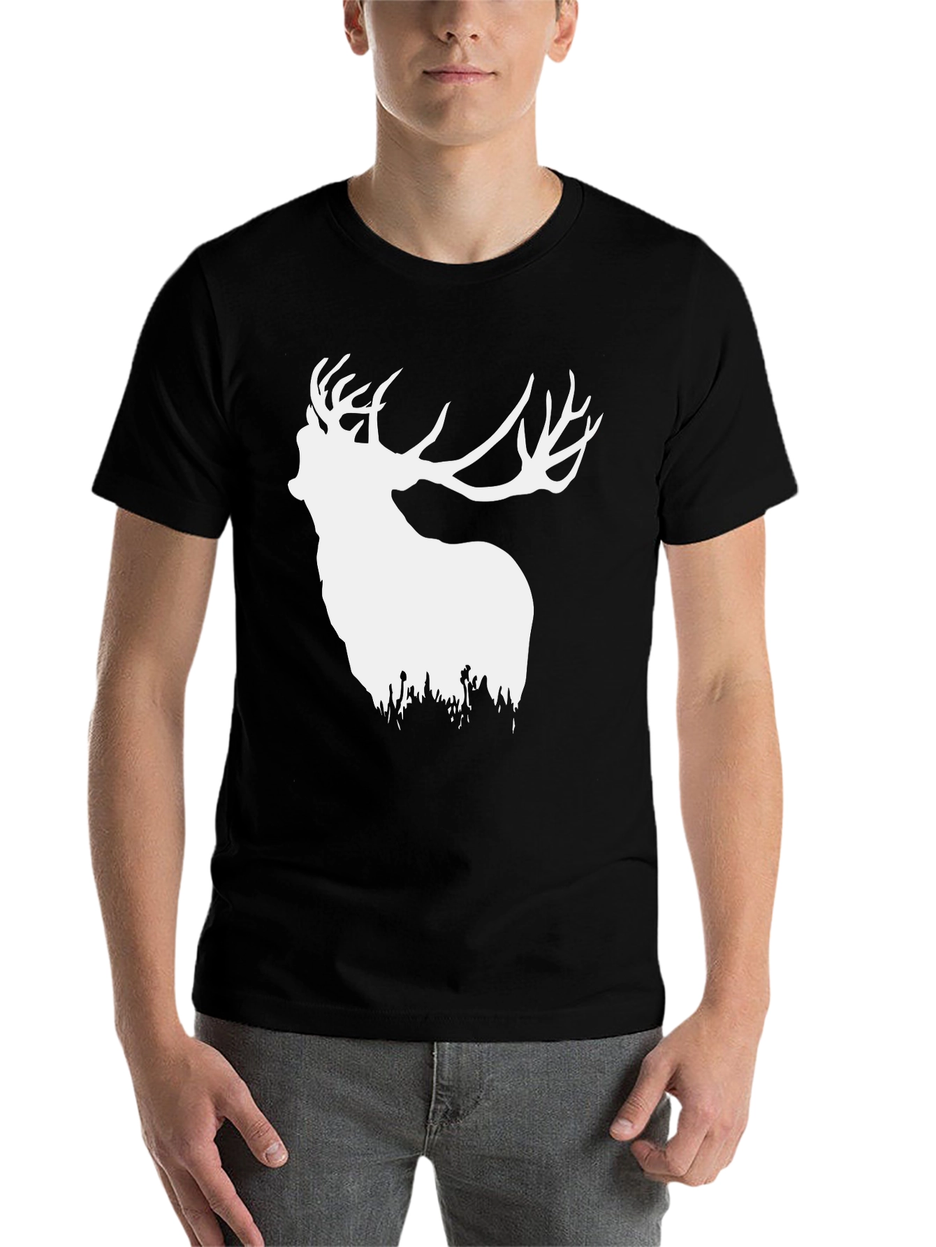 Black Stag Graphic Tee - Black Deer T-Shirt view 7