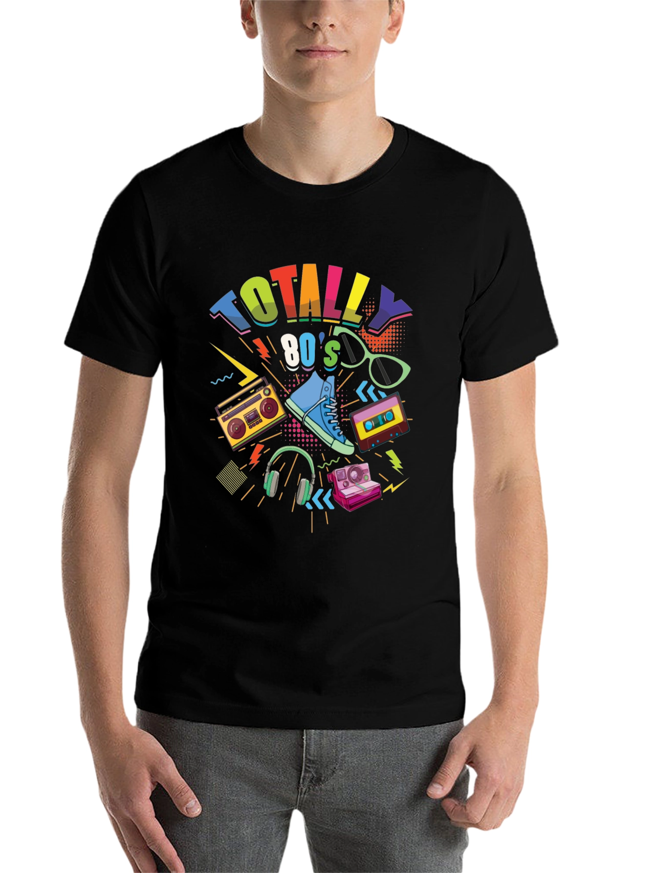 Black Totally 80's Graphic Tee - Retro Style T-Shirt view 7