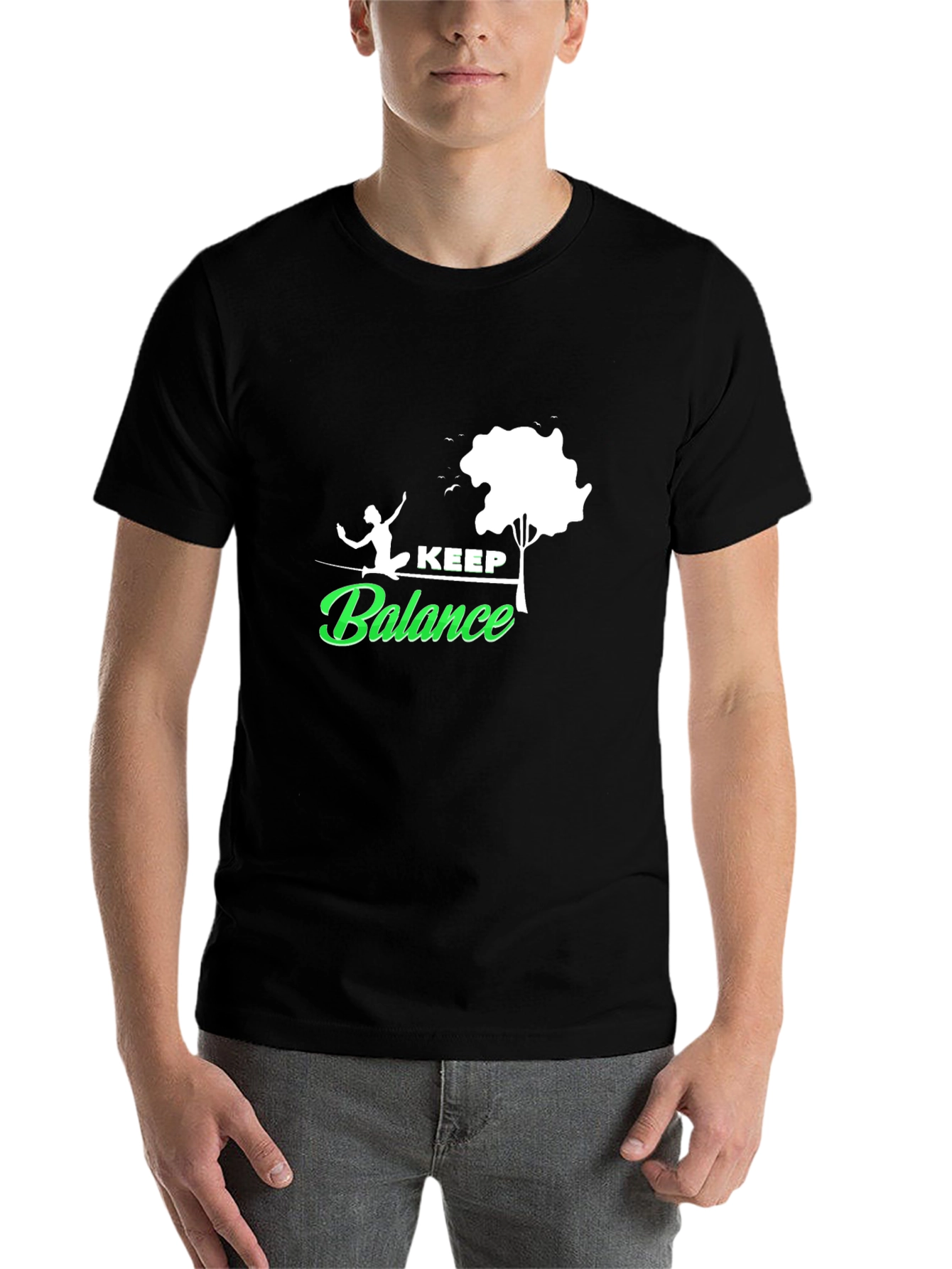Black Keep Balance Graphic Tee - Black Cotton T-Shirt view 7