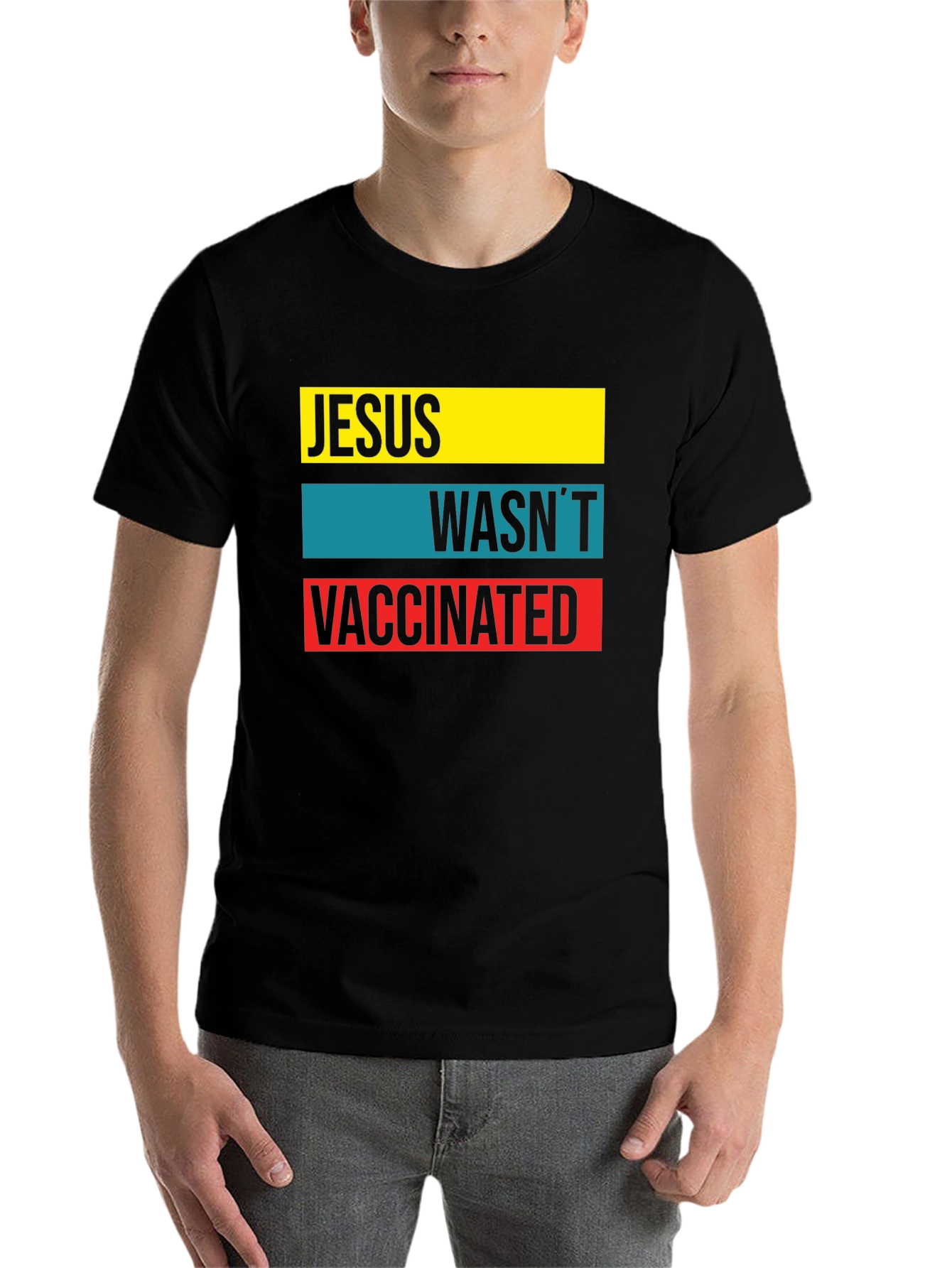 Black Jesus Wasn't Vaccinated Graphic T-Shirt view 7