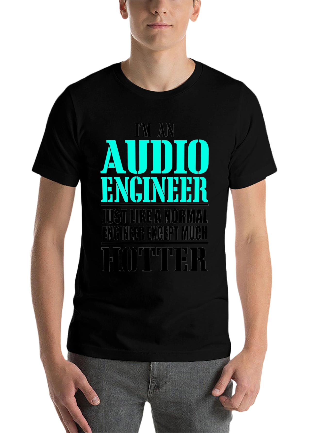 Black Funny Audio Engineer T-Shirt - Hotter Than Normal Engineer view 7