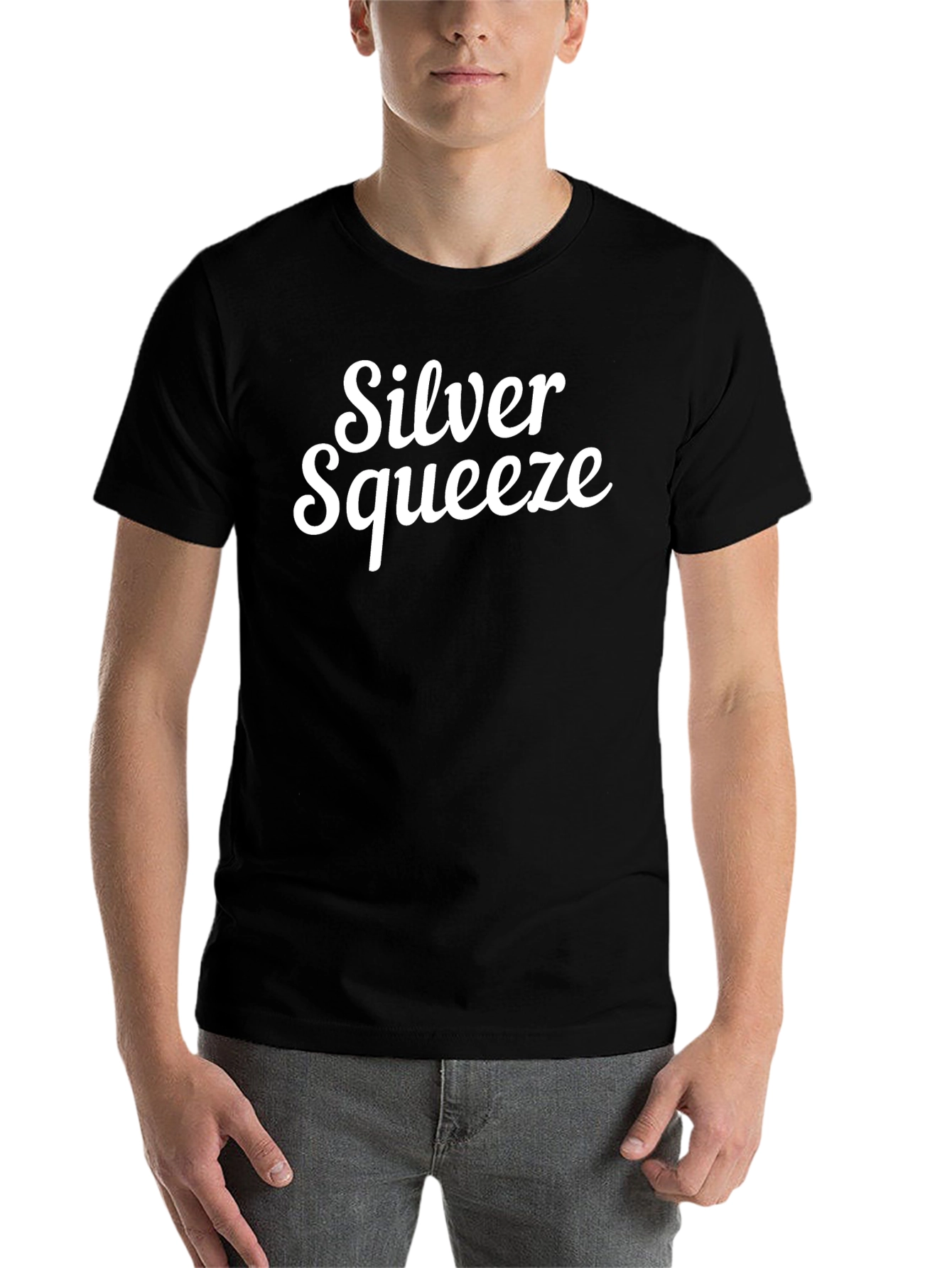 Black Silver Squeeze Graphic Tee - Black Cotton T-Shirt view 7