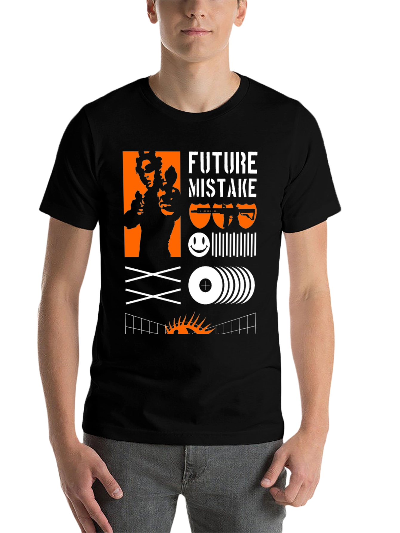 Black Edgy Graphic Tee: Future Mistake Design view 7
